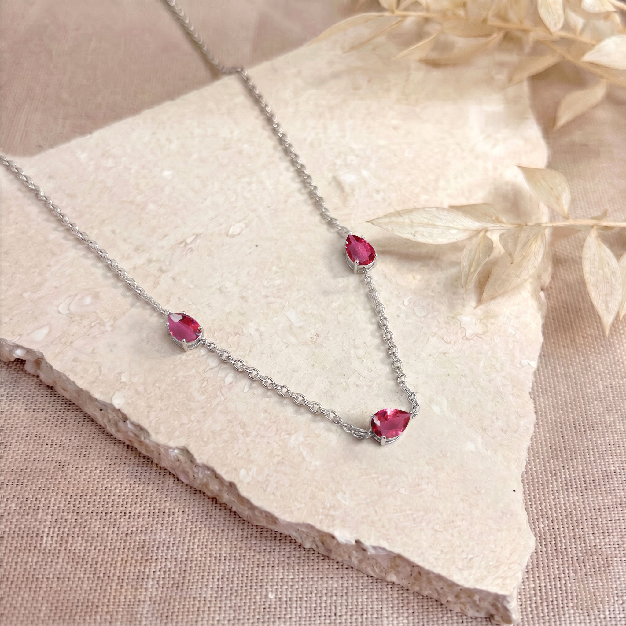pear shaped pink tourmaline pendant necklace