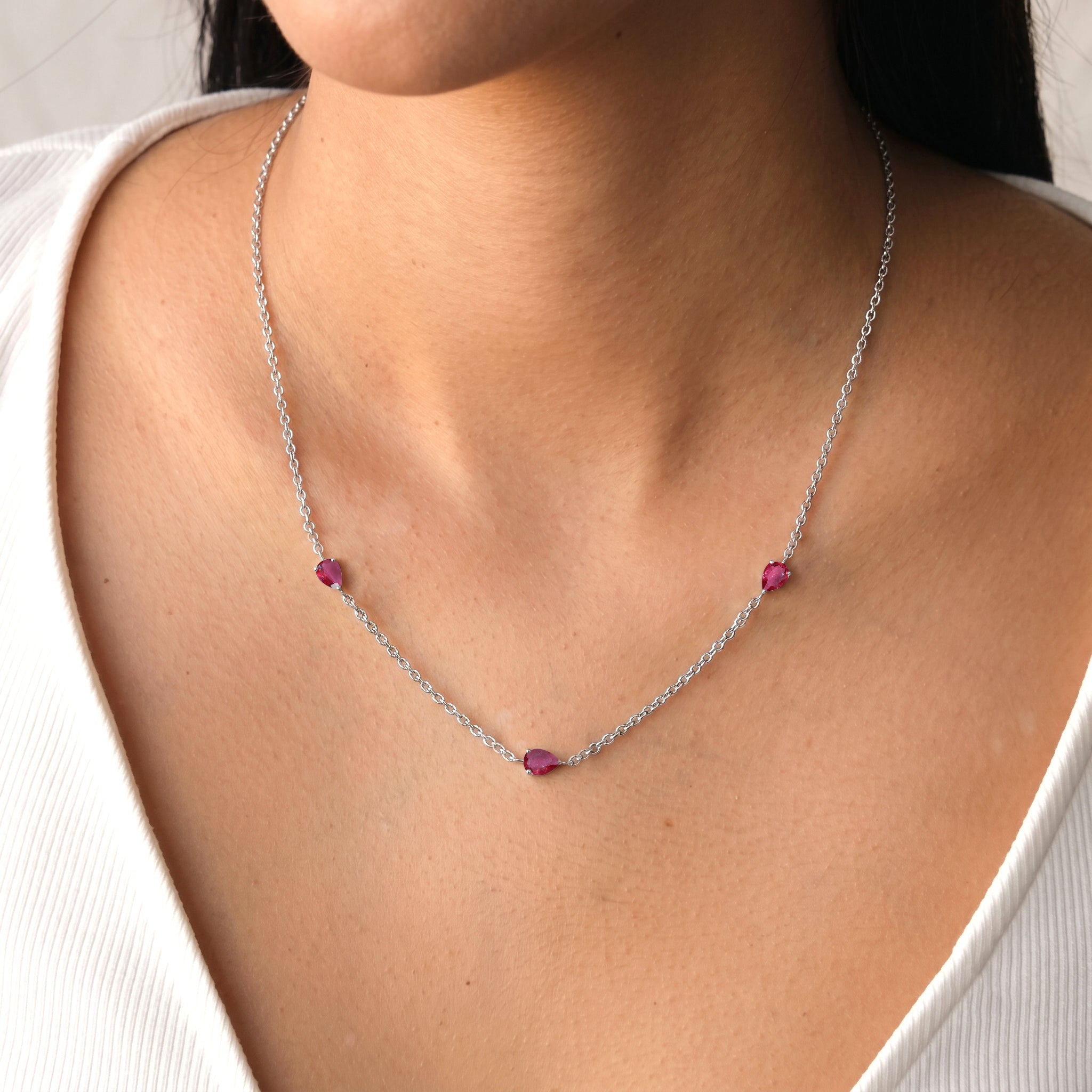 October birthstone pink tourmaline jewelry necklace
