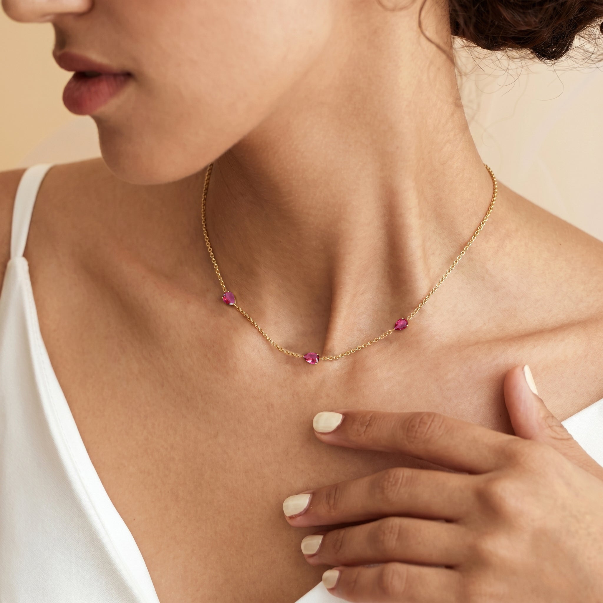 Luxury pink tourmaline birthstone necklace gift
