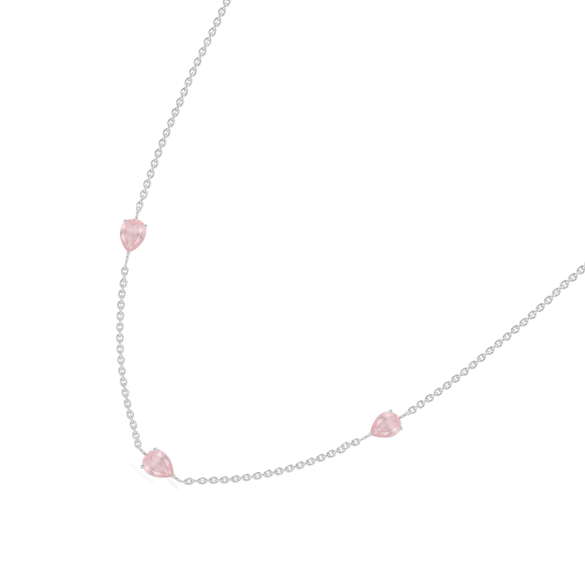 Elegant rose quartz station necklace designed for layering and everyday jewelry styling.
