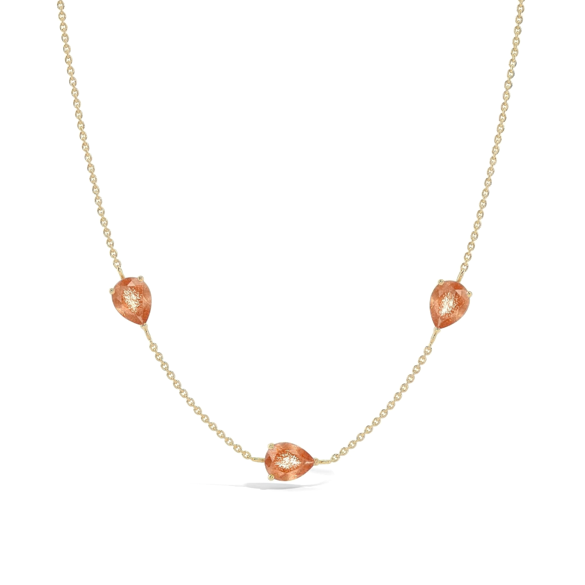Handmade style Sunstone gemstone pendant necklace with premium sterling silver finish
