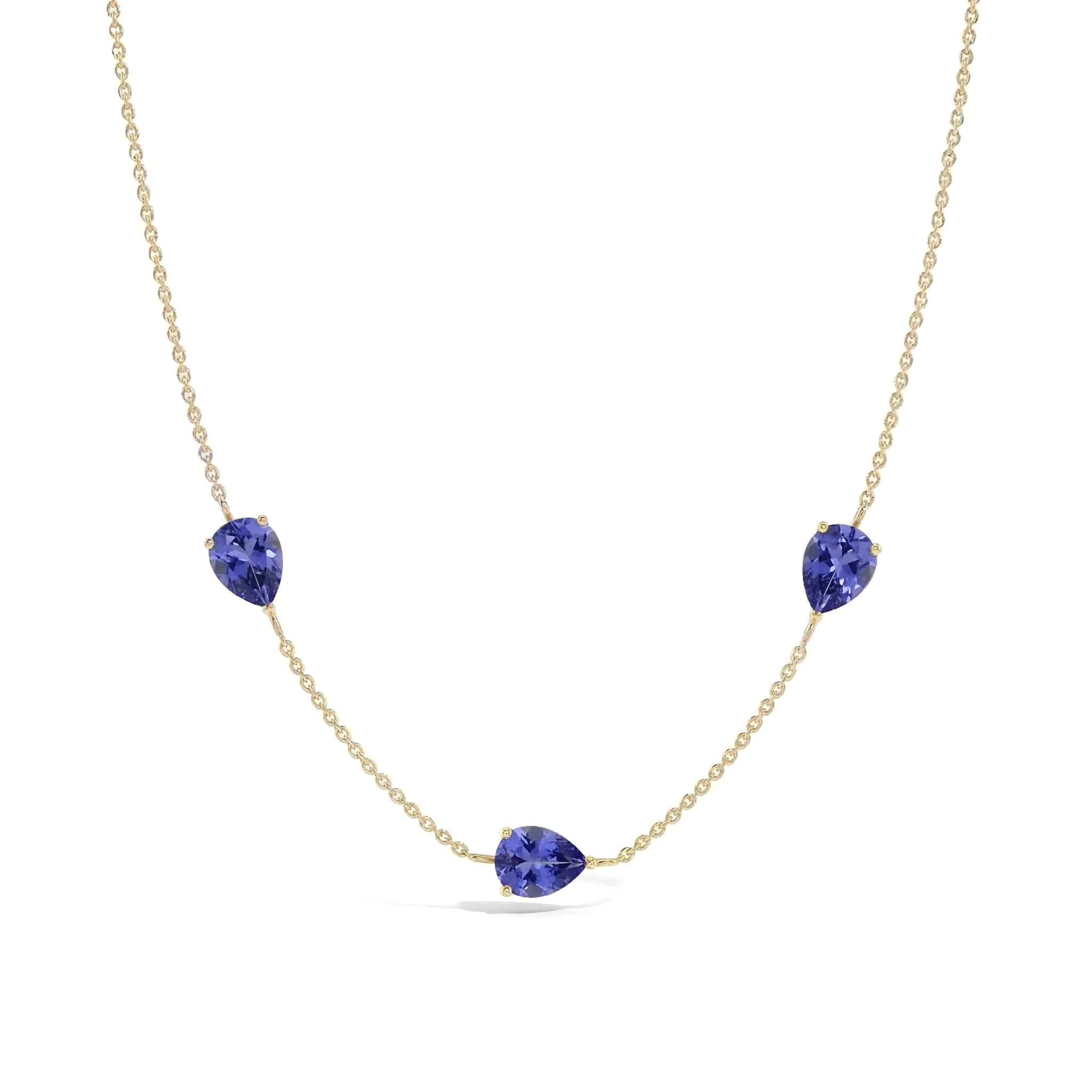 Unique December birthstone necklace featuring natural Tanzanite gemstones for women’s luxury jewelry collection
