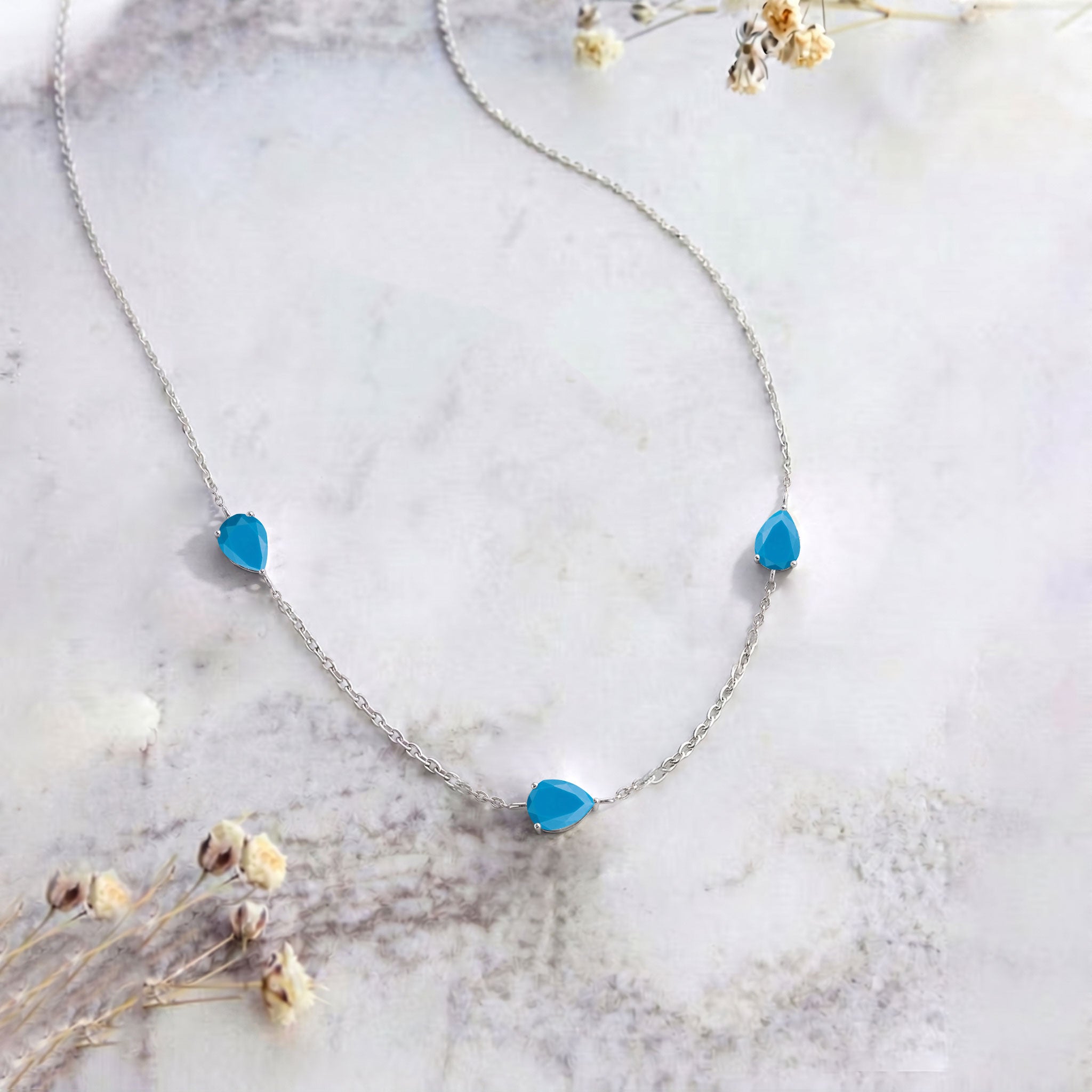 Dainty turquoise gemstone necklace crafted with sterling silver and yellow gold filled option for elegant wear
