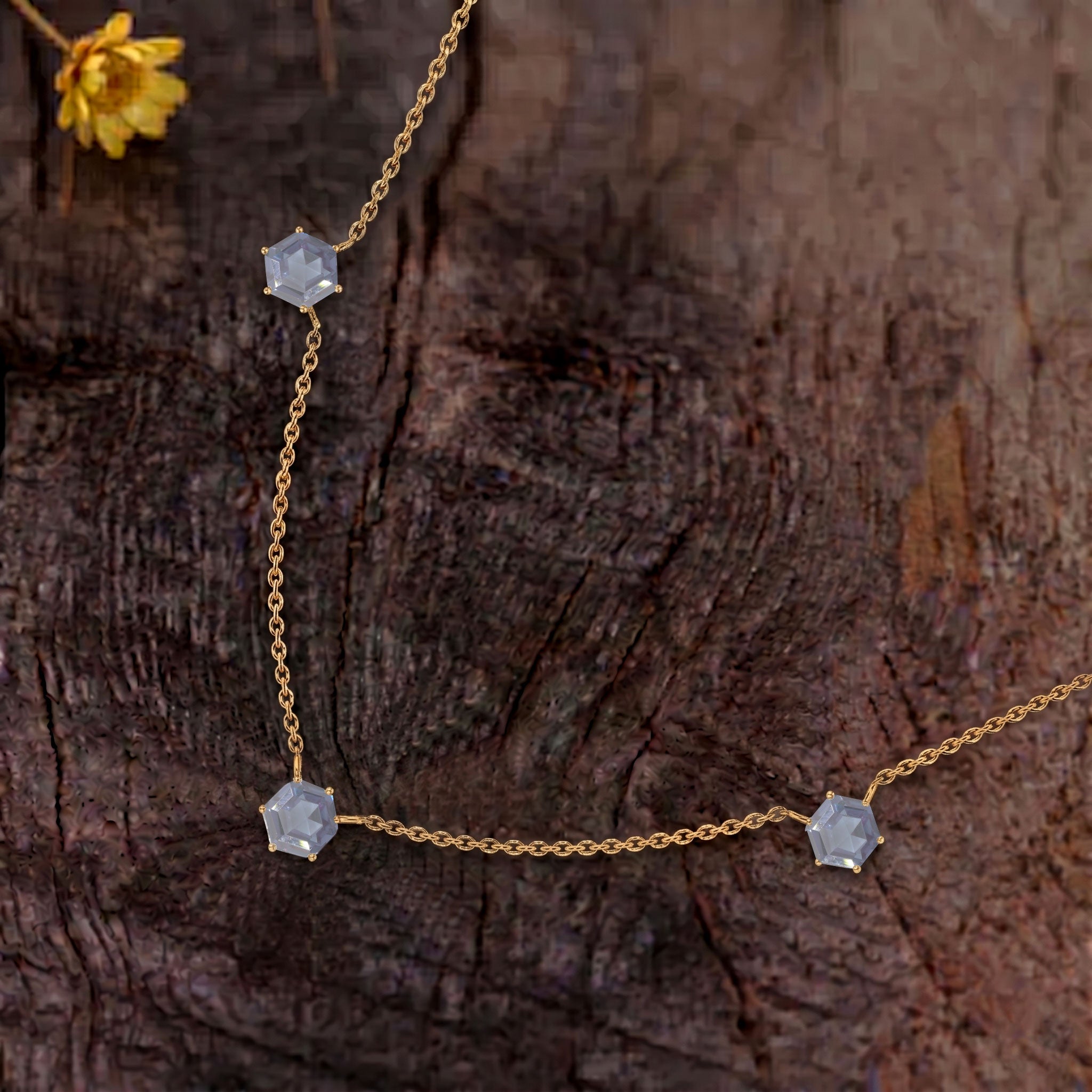 Adjustable Alexandrite station necklace for women.
