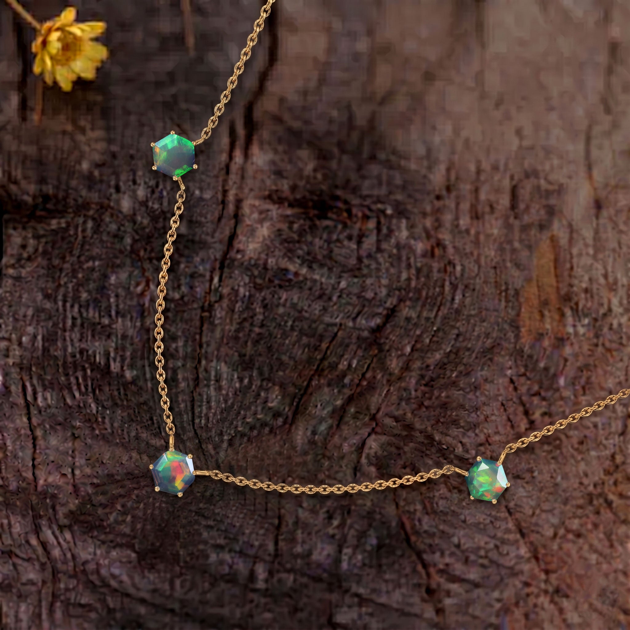 Dainty black opal station necklace featuring natural gemstone beauty and minimalist fine jewelry craftsmanship
