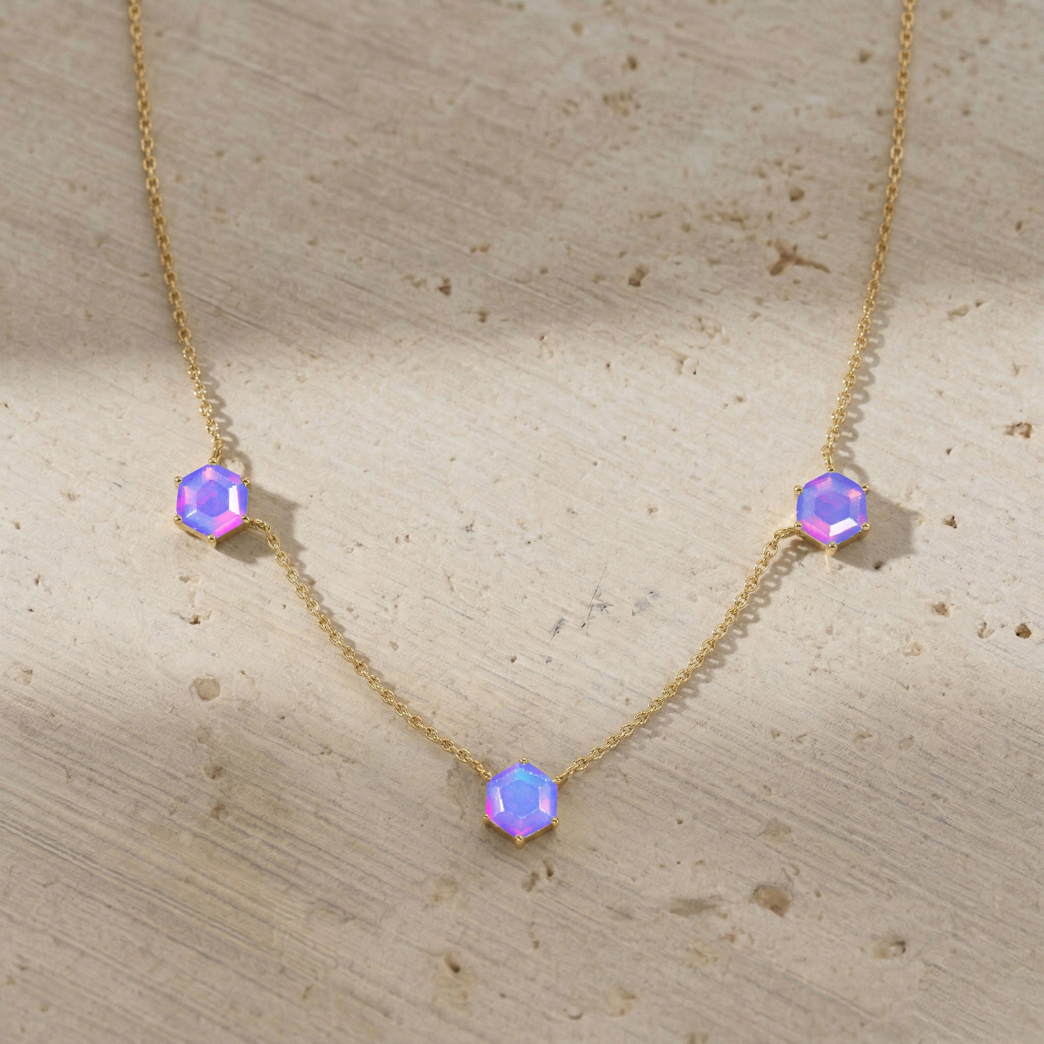 Fine jewelry lavender opal birthstone necklace with sterling silver craftsmanship
