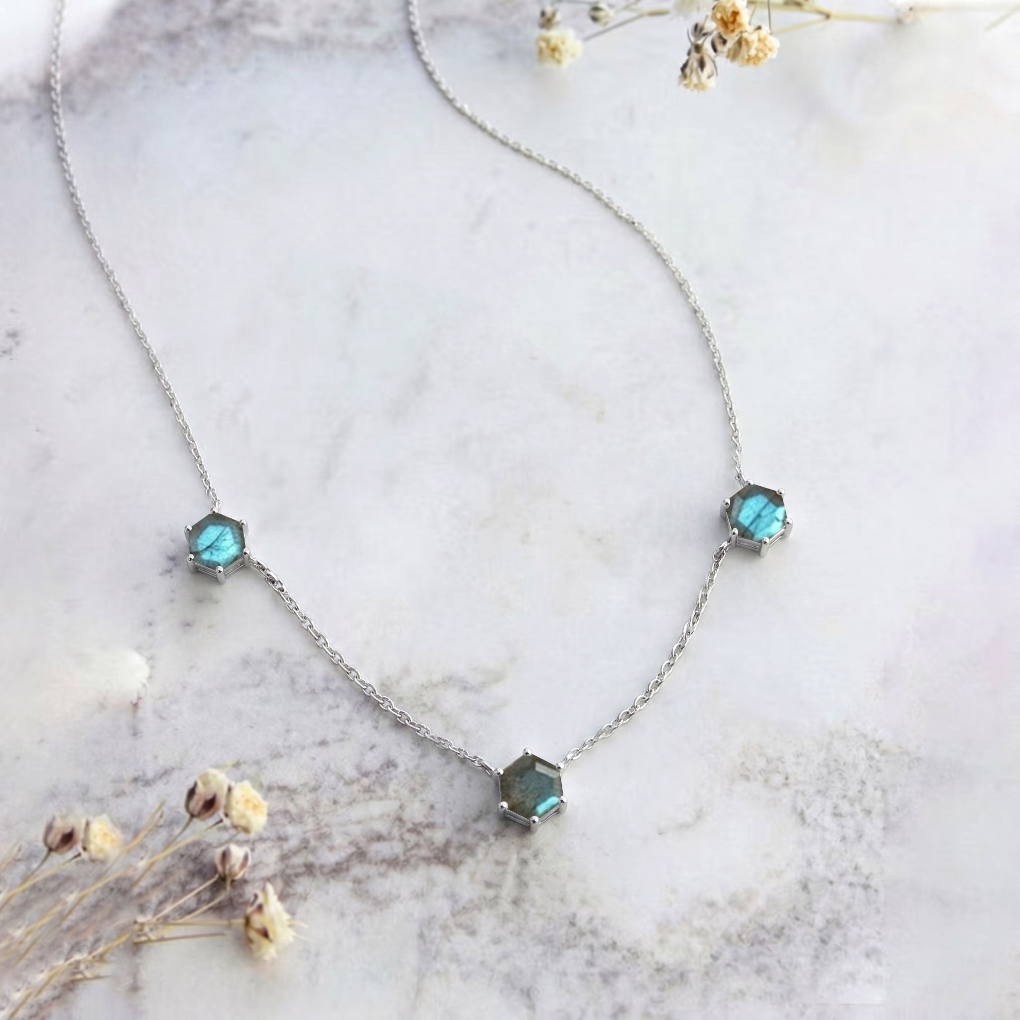 Yellow gold filled natural moss agate necklace with luxury gemstone settings
