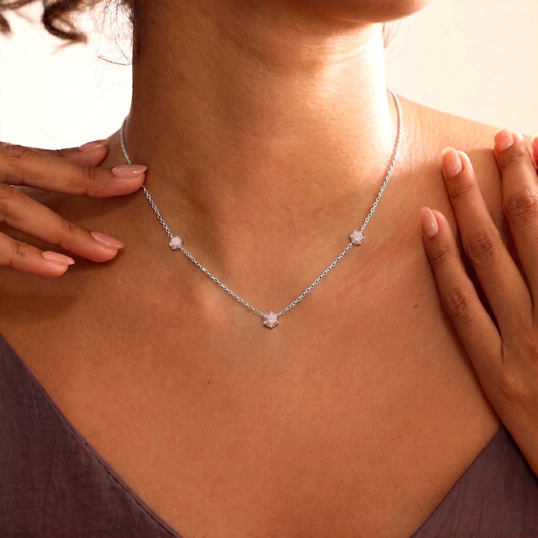 Fine jewelry morganite birthstone necklace with premium sterling silver craftsmanship
