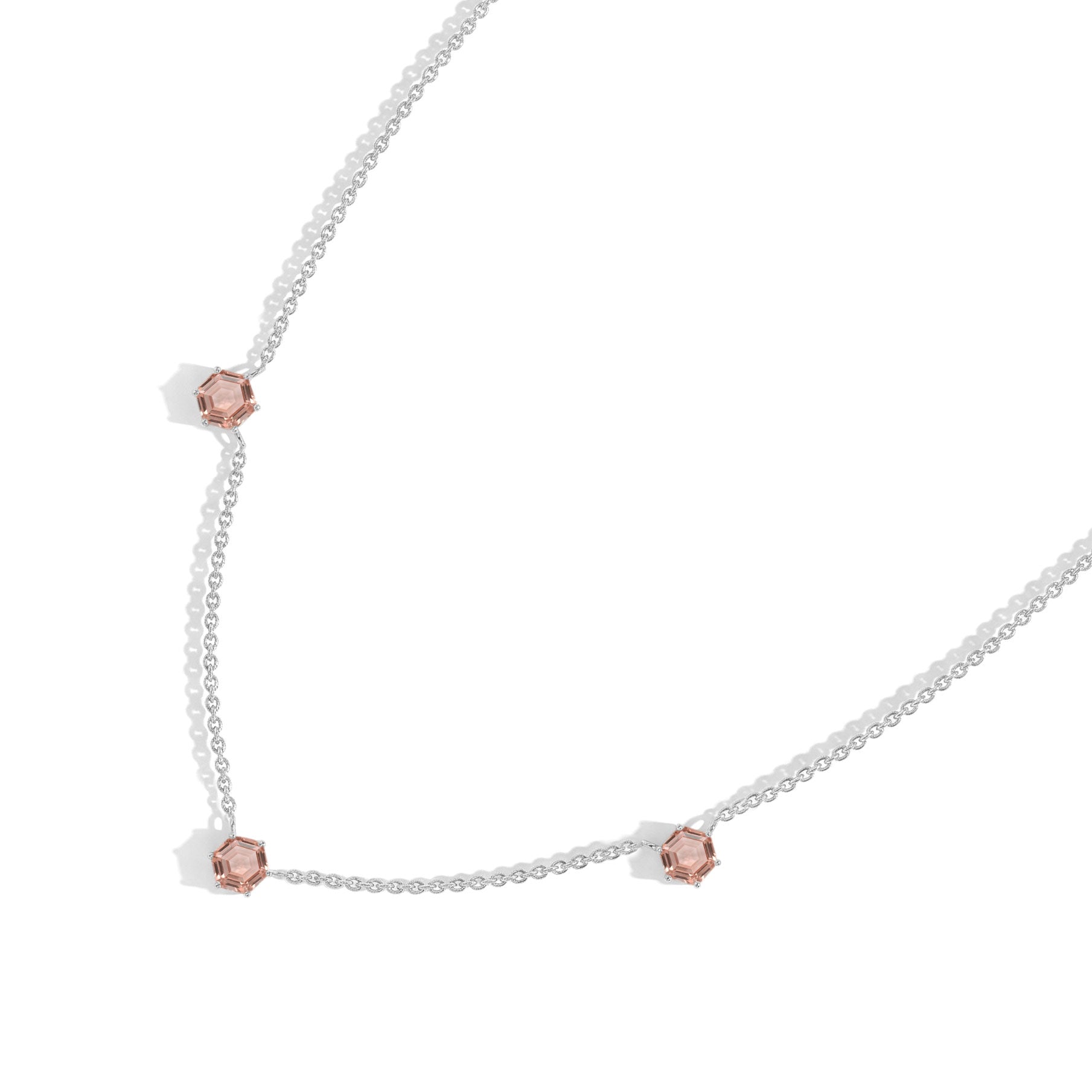 Fine Jewelry Morganite Necklace Crafted in Sterling Silver
