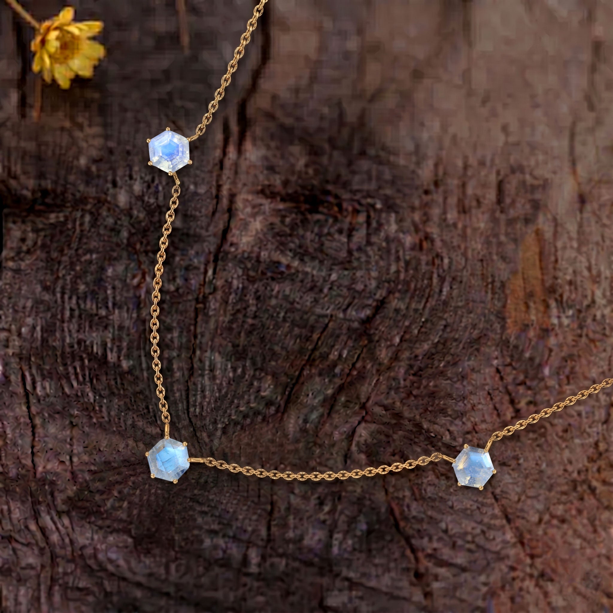 Moonstone necklace for women with yellow gold filled and sterling silver finish options
