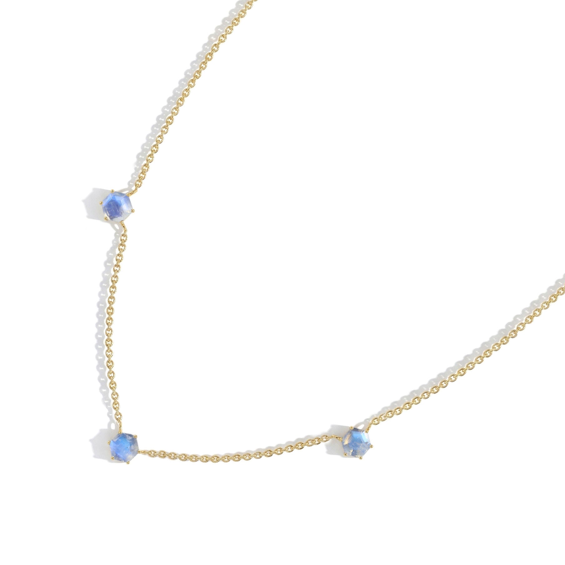 Moonstone Station Necklace in Sterling Silver

