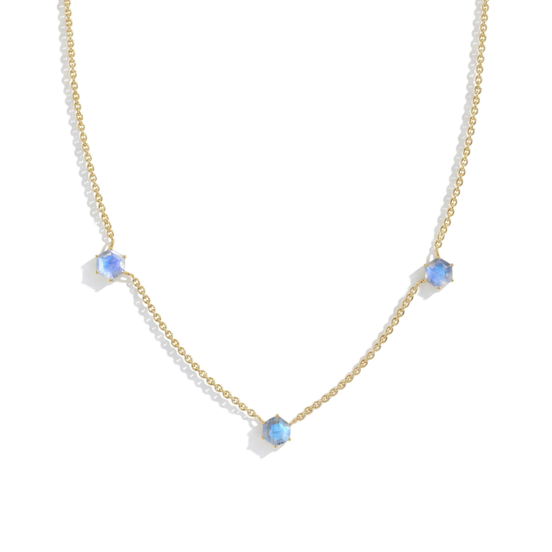 Elegant Moonstone Necklace with Yellow Gold Filled Finish
