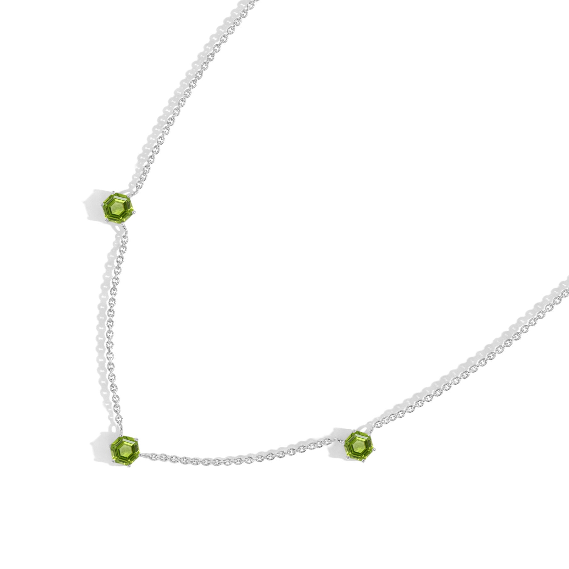 Women's Peridot Necklace Featuring a Genuine Green Gemstone
