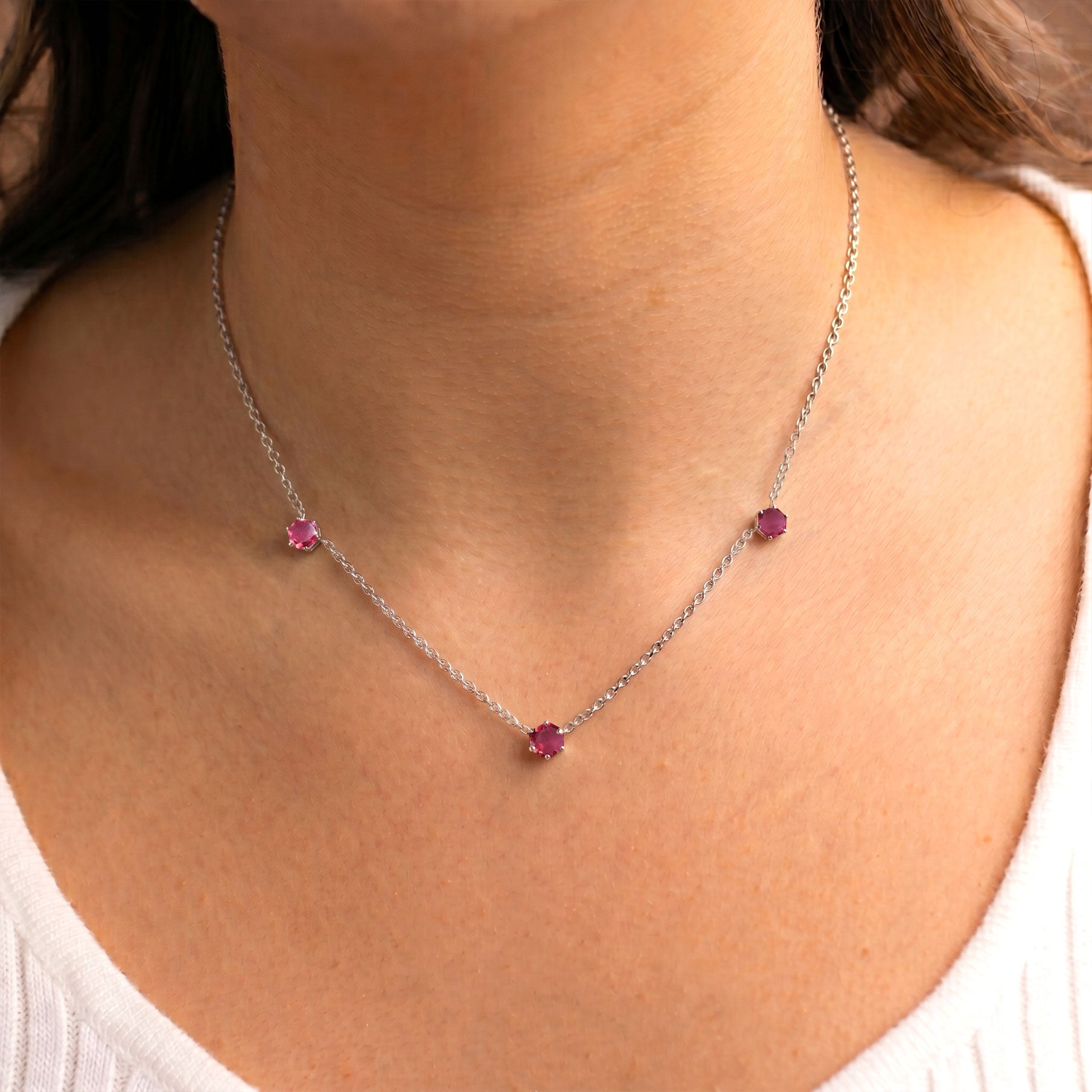 Elegant pink tourmaline necklace with October birthstone jewelry design for women
