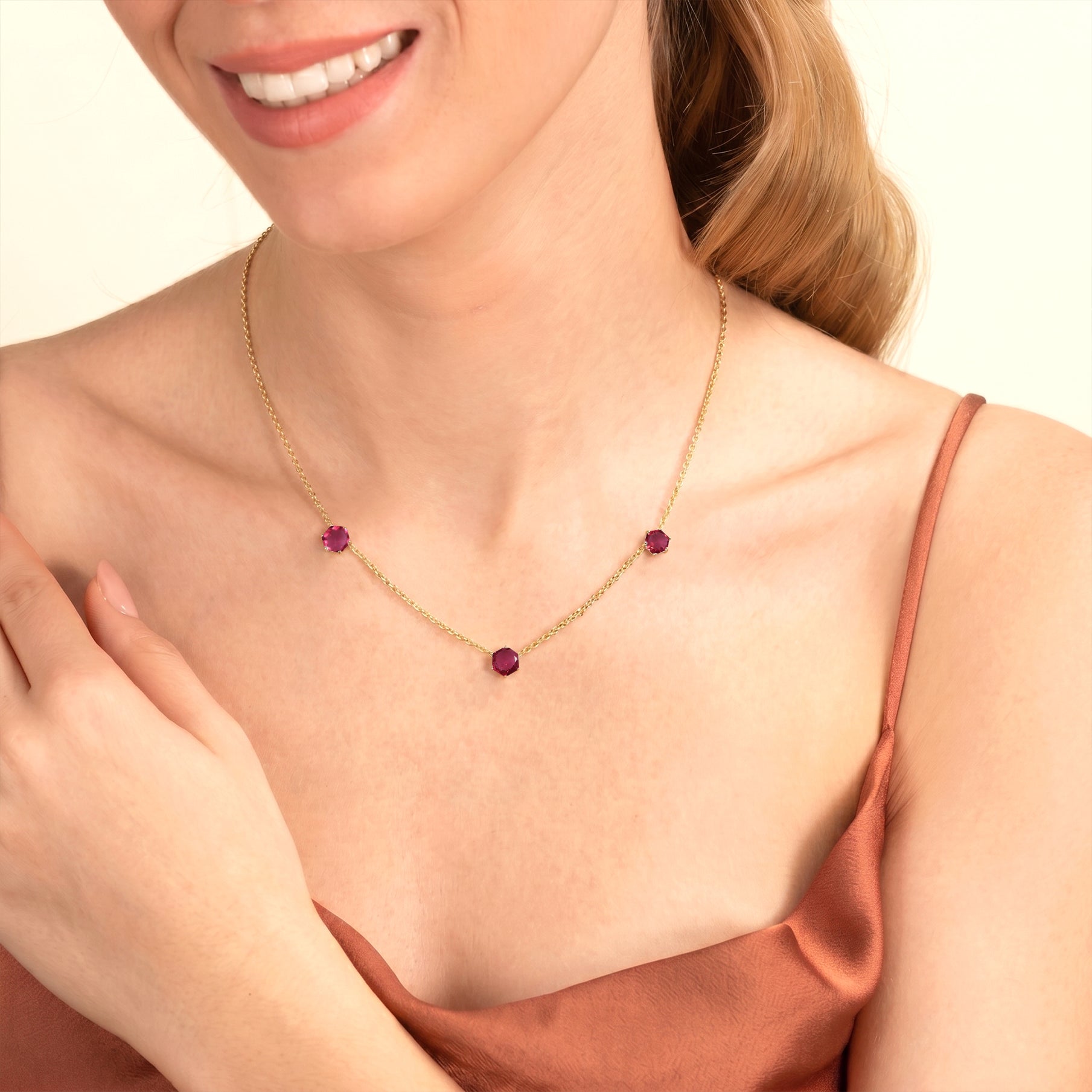 Fine jewelry pink tourmaline birthstone necklace with sterling silver craftsmanship
