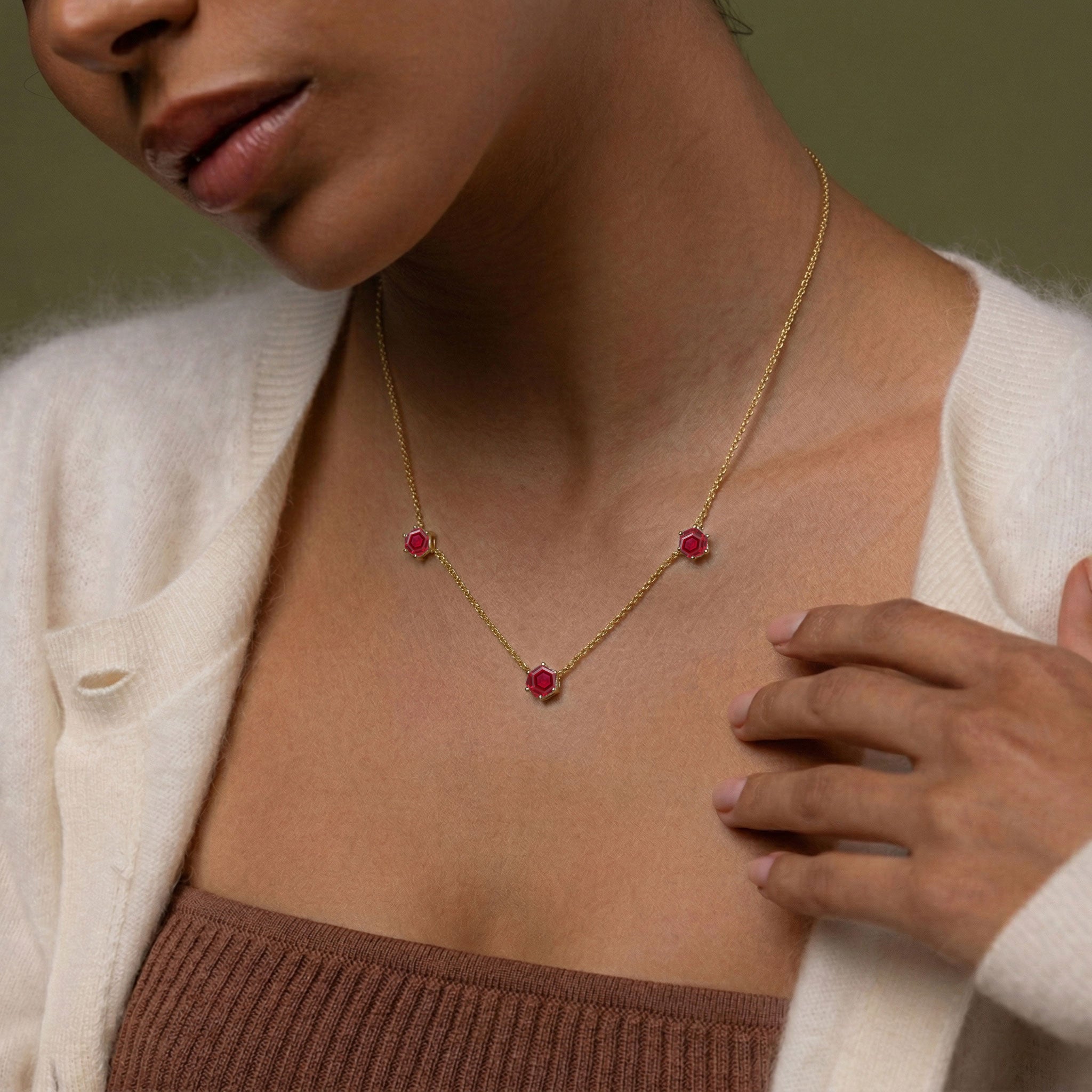 July birthstone ruby necklace crafted in 925 sterling silver fine jewelry style

