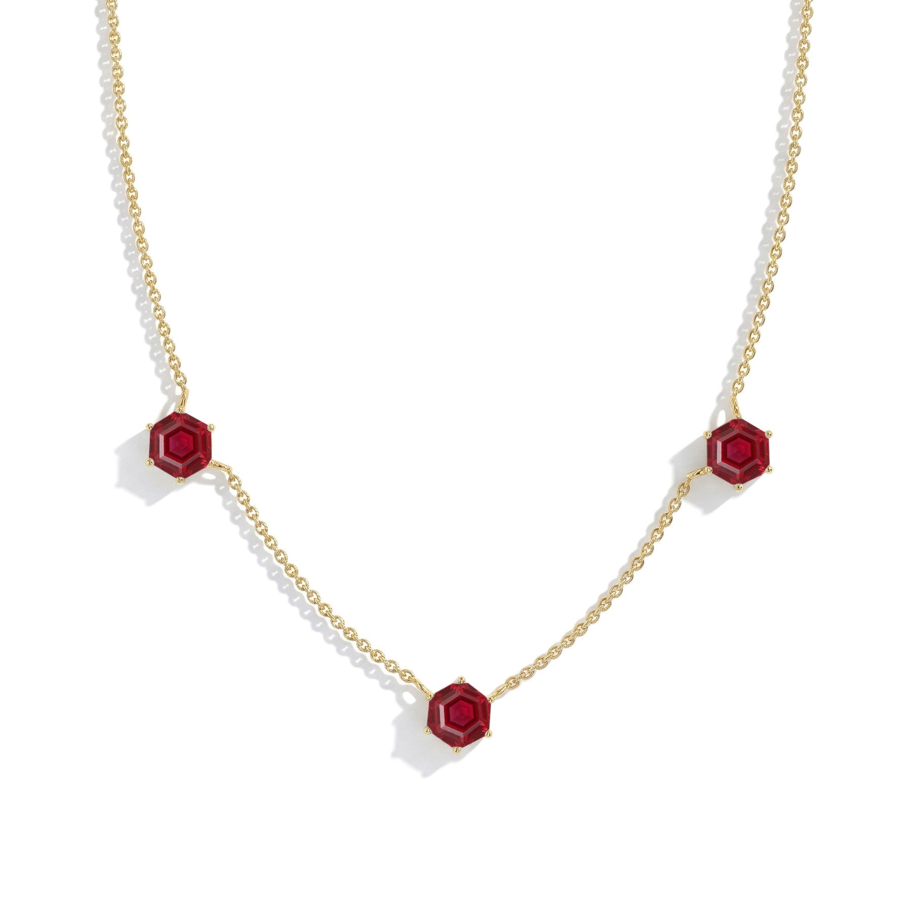 Handmade ruby station necklace featuring elegant gemstone arrangement
