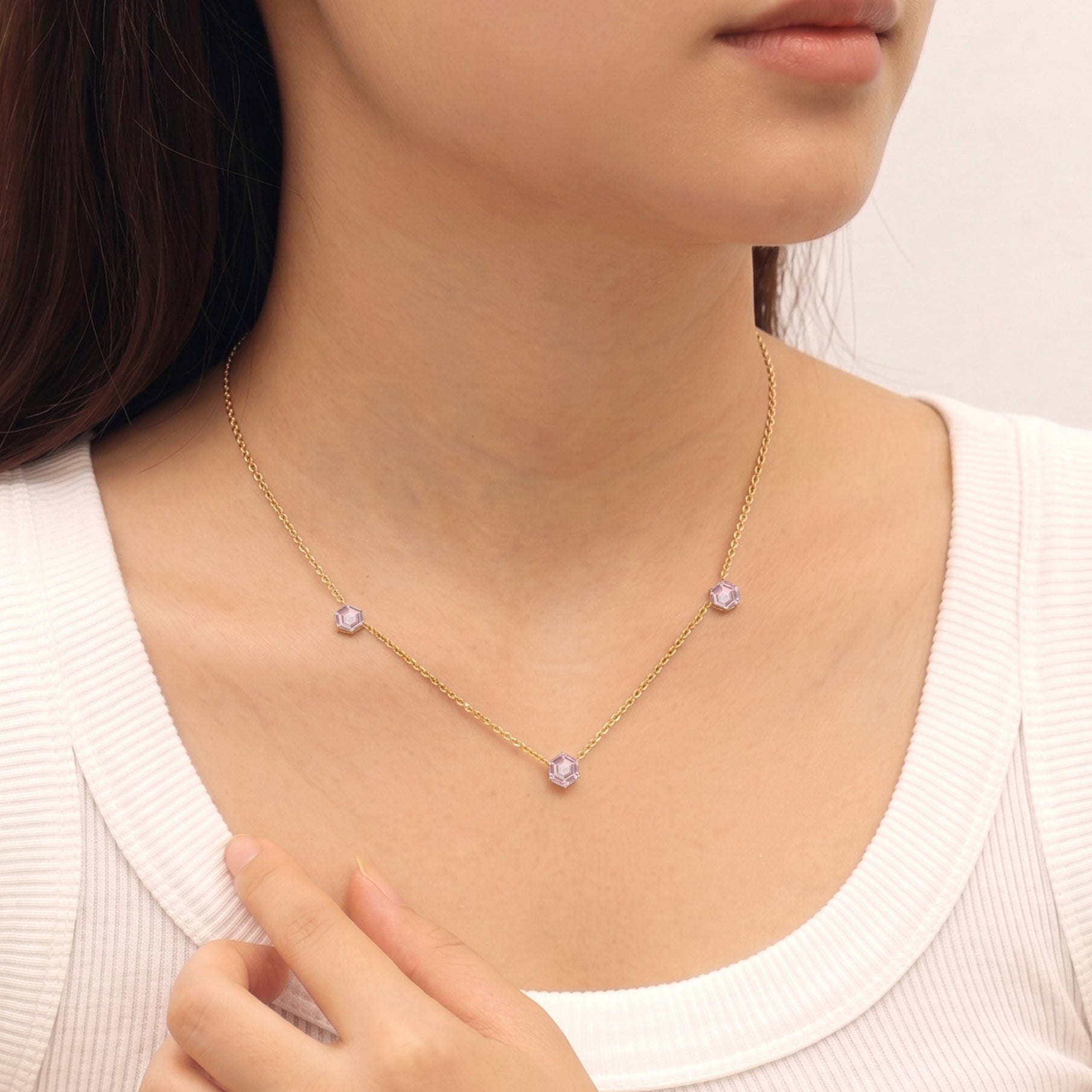Natural pink rose quartz jewelry necklace with unique gemstone details
