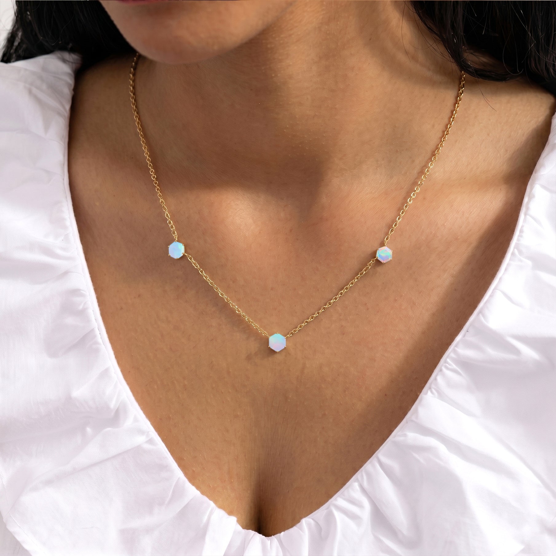 Fine jewelry White Opal necklace designed for everyday elegance