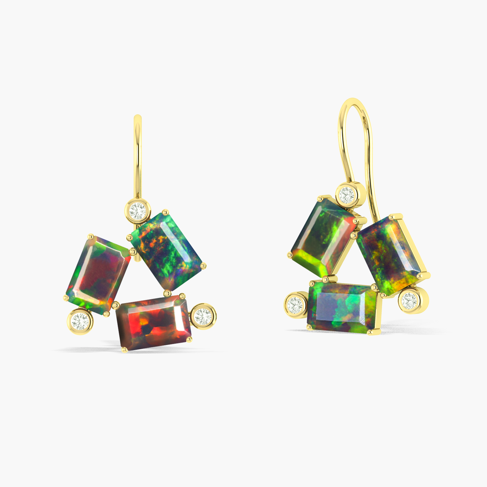 Black Opal Octogon Stone Dangle Earrings