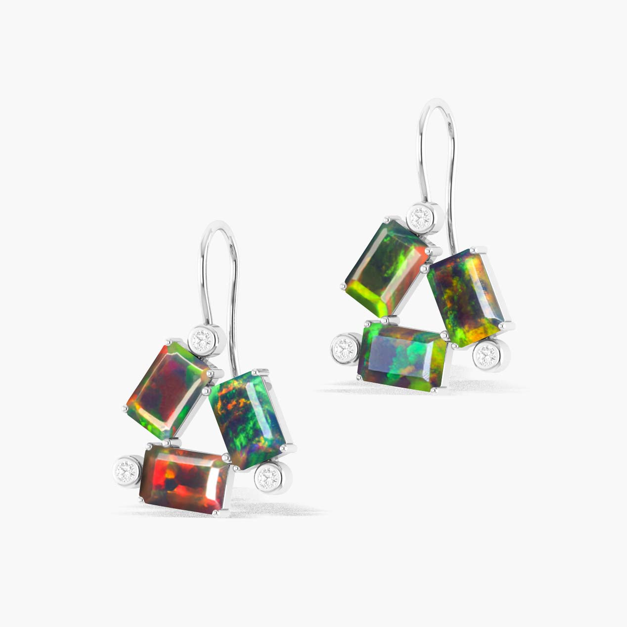 Black Opal Octogon Stone Dangle Earrings