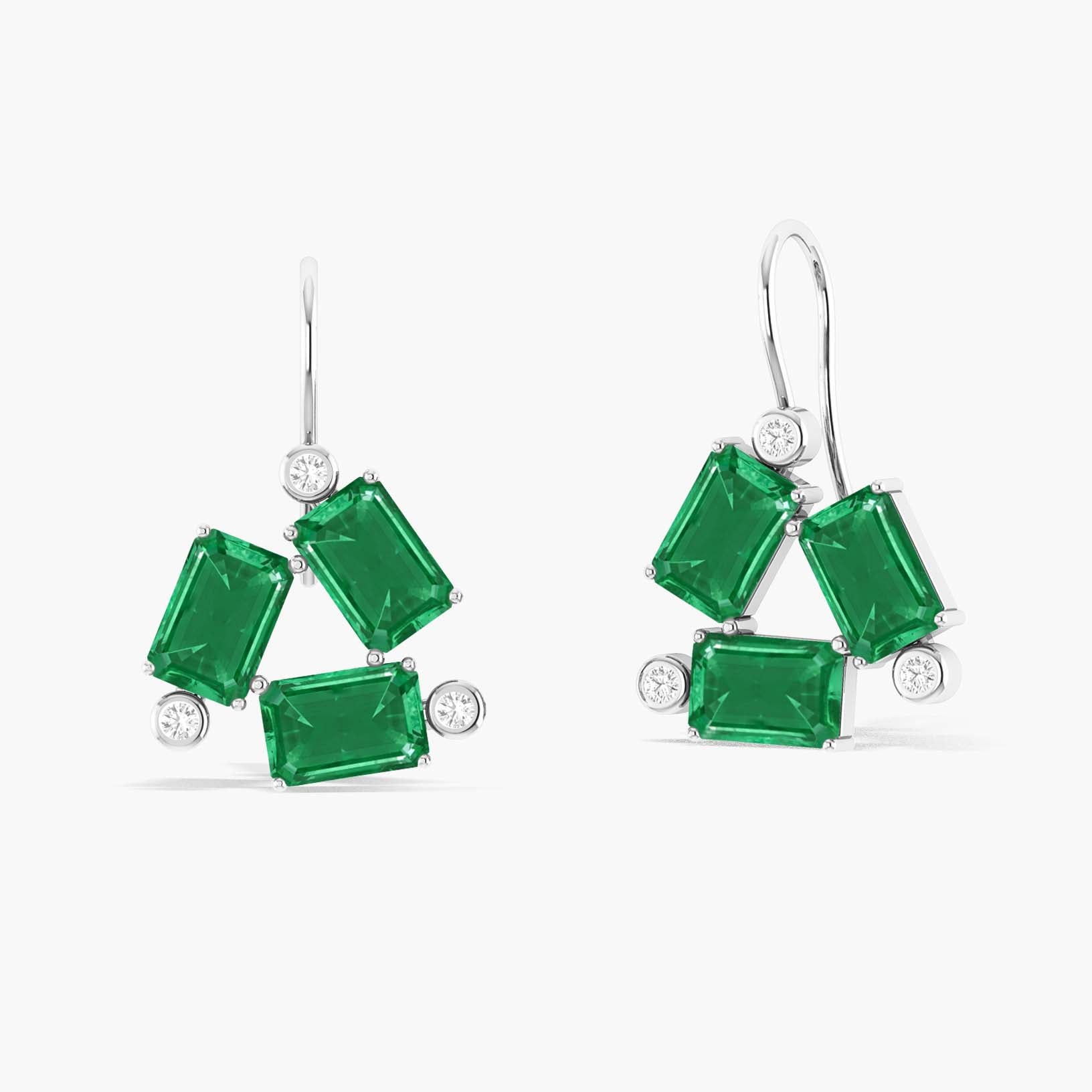 Green Emerald Octogon Stone Dangle Earrings