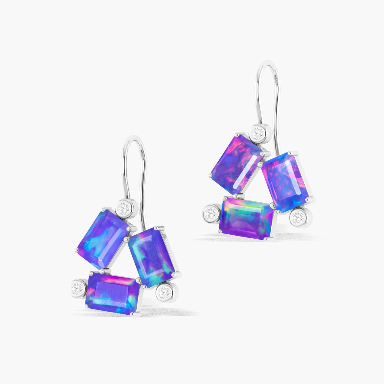 Lavender Opal Octogon Stone Dangle Earrings
