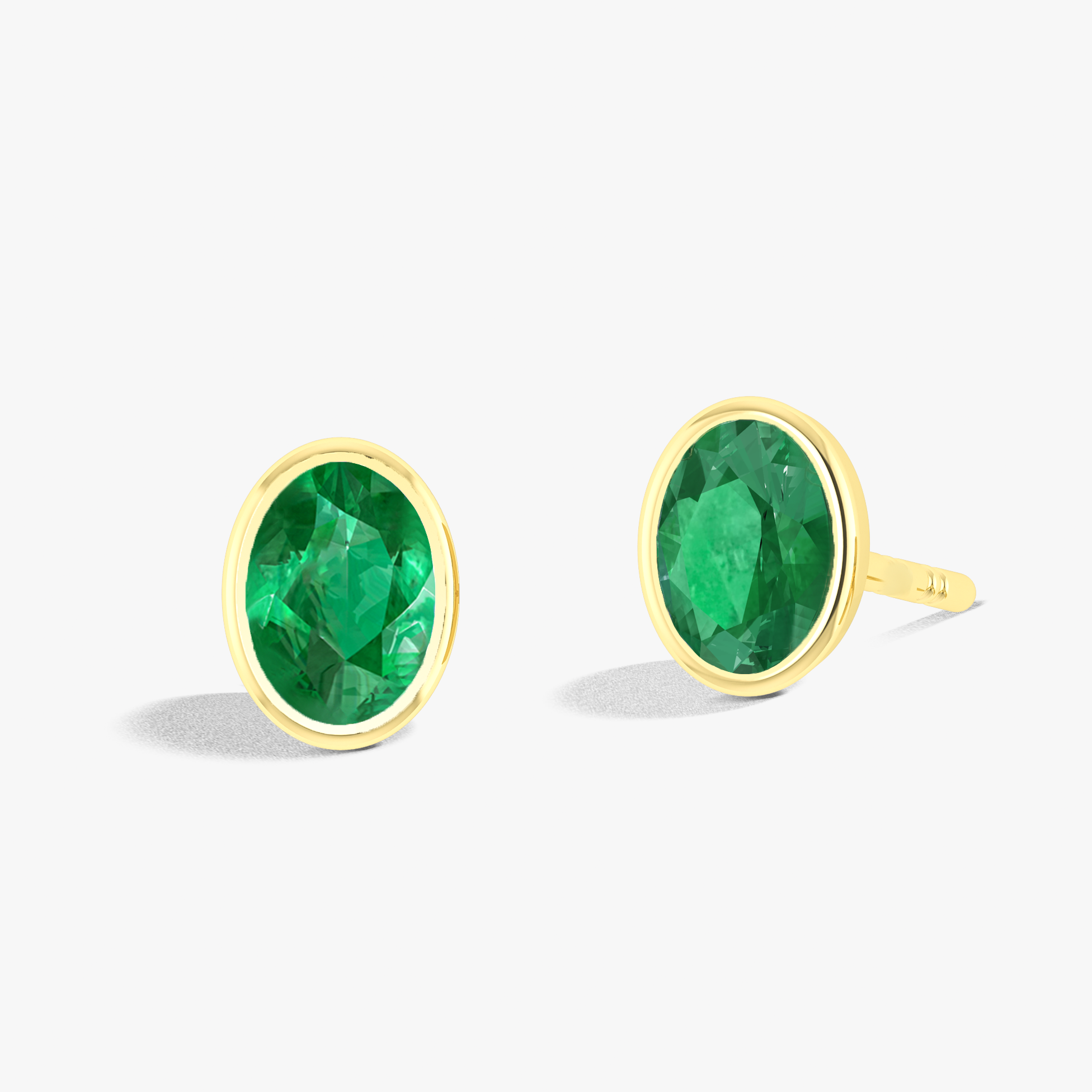 Green Emerald Stone Oval Stud Earring