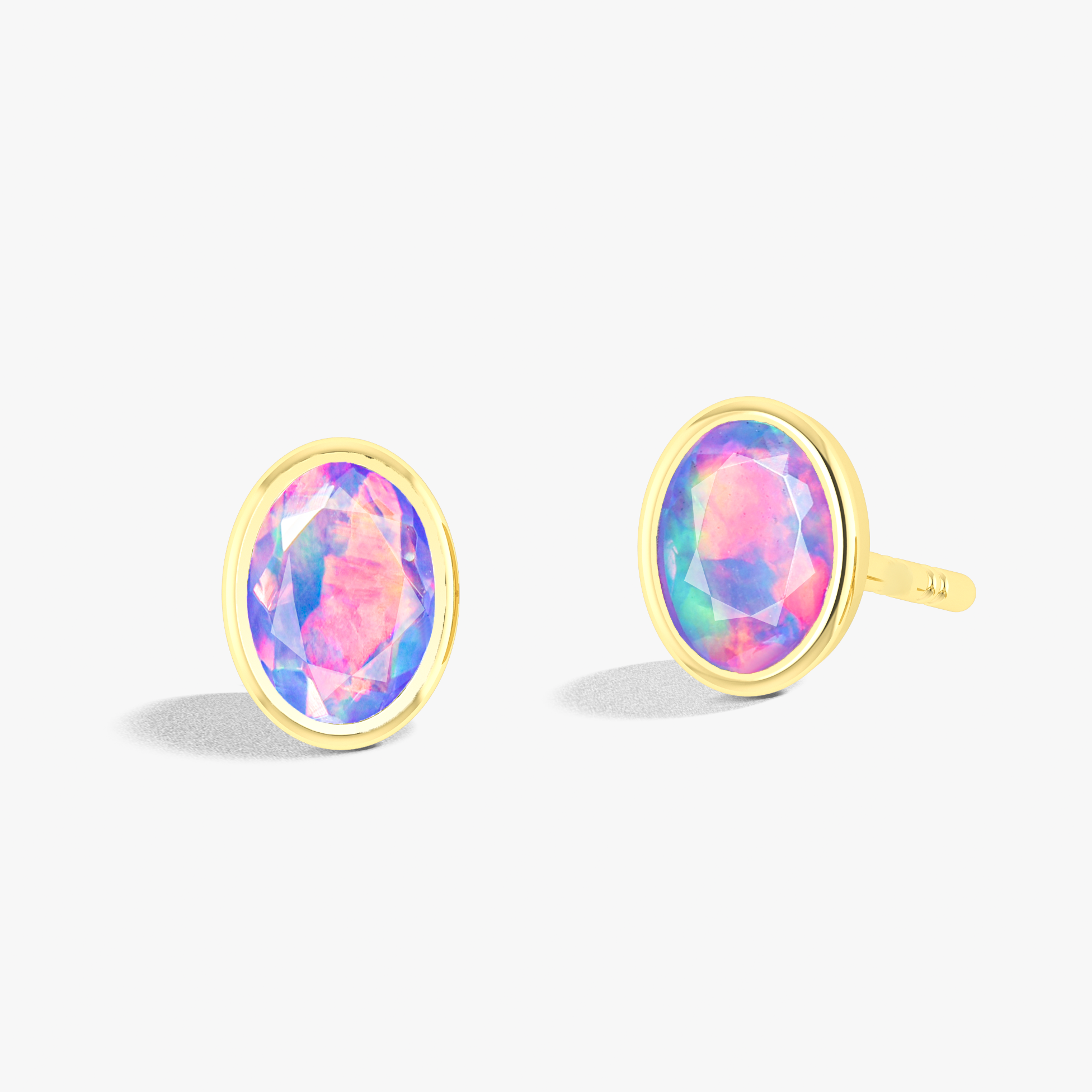 Multifire Lavender Oval Opal Stud Earring
