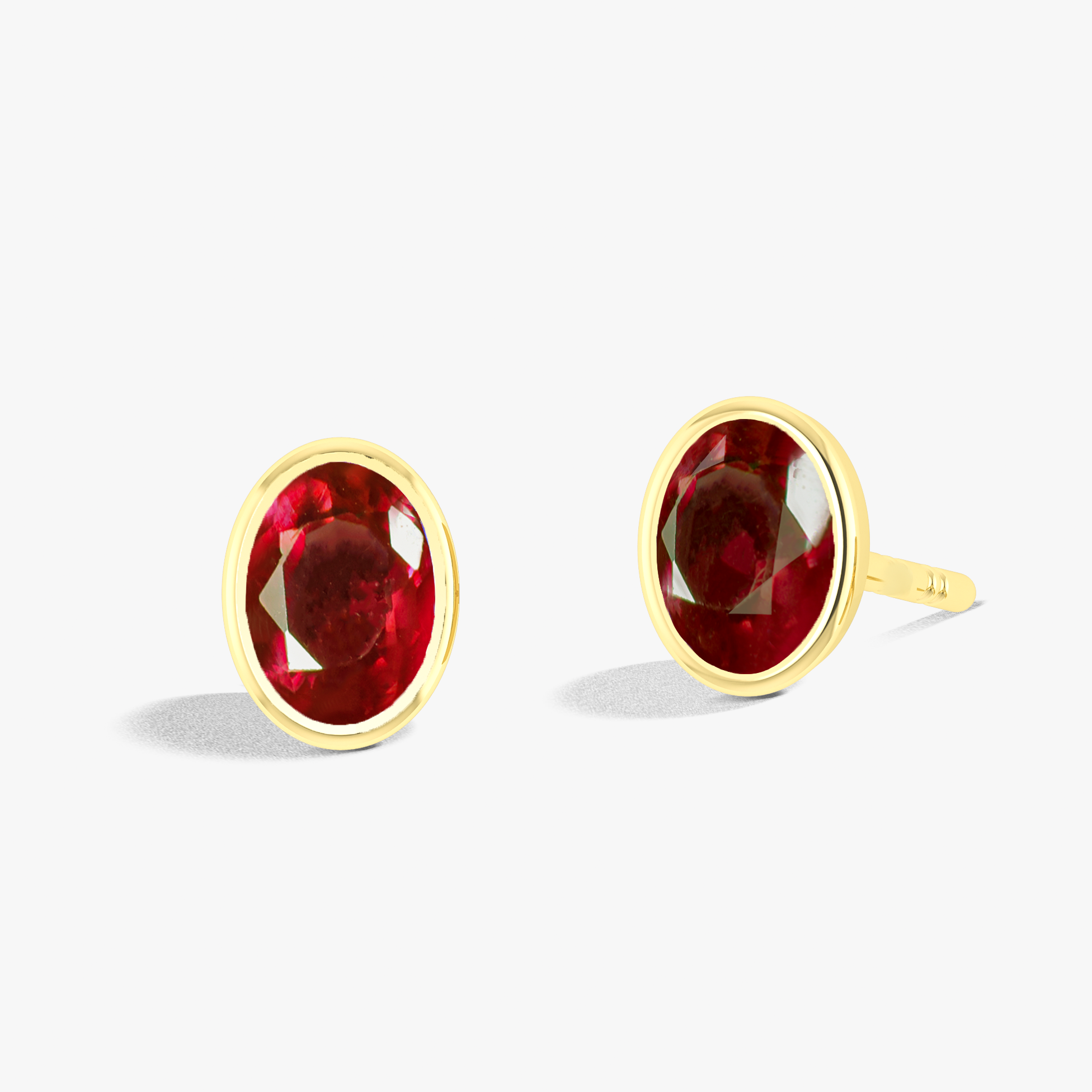 Red Ruby Oval Gemstone Stud Earring