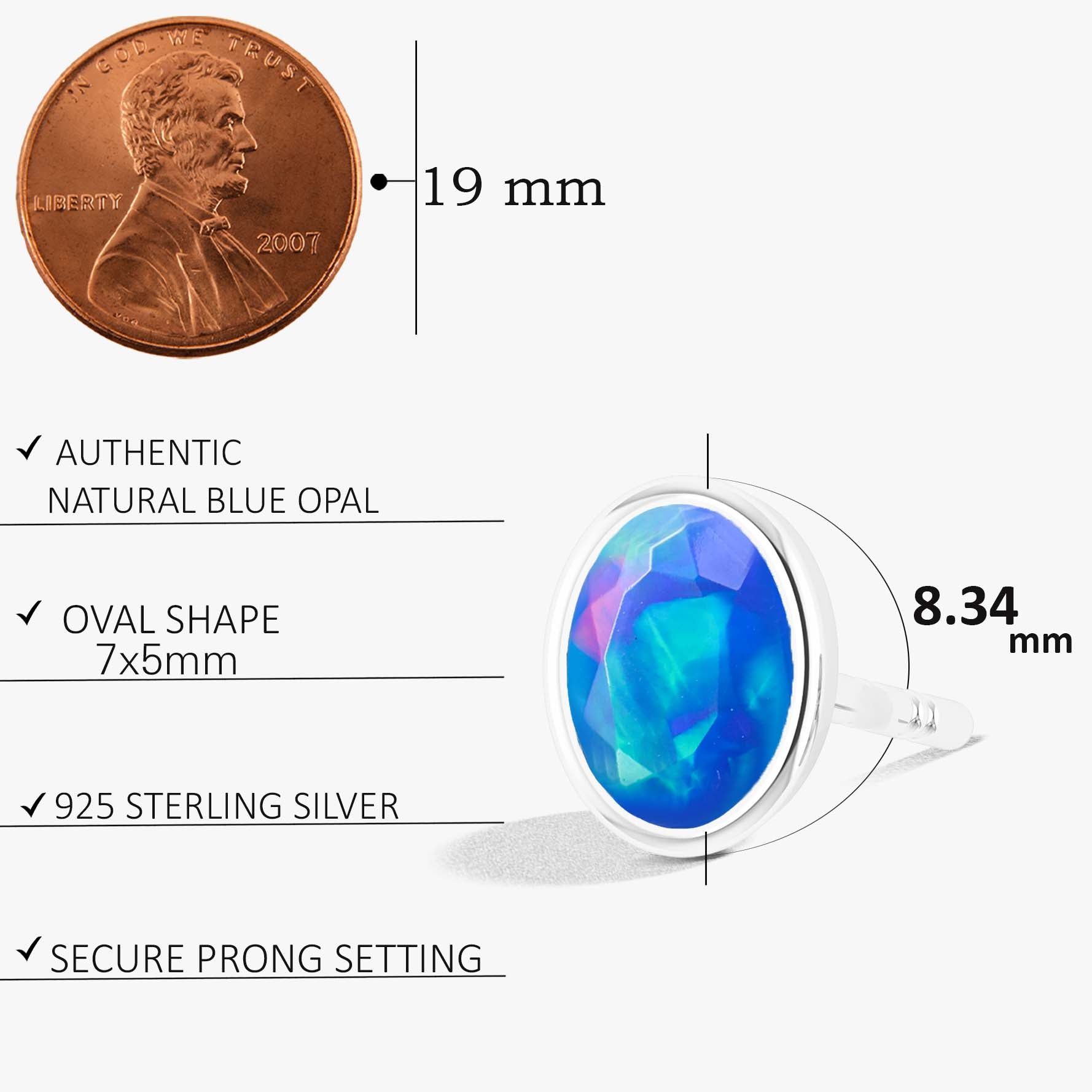 Blue Multi Fire Oval Opal Stud Earring