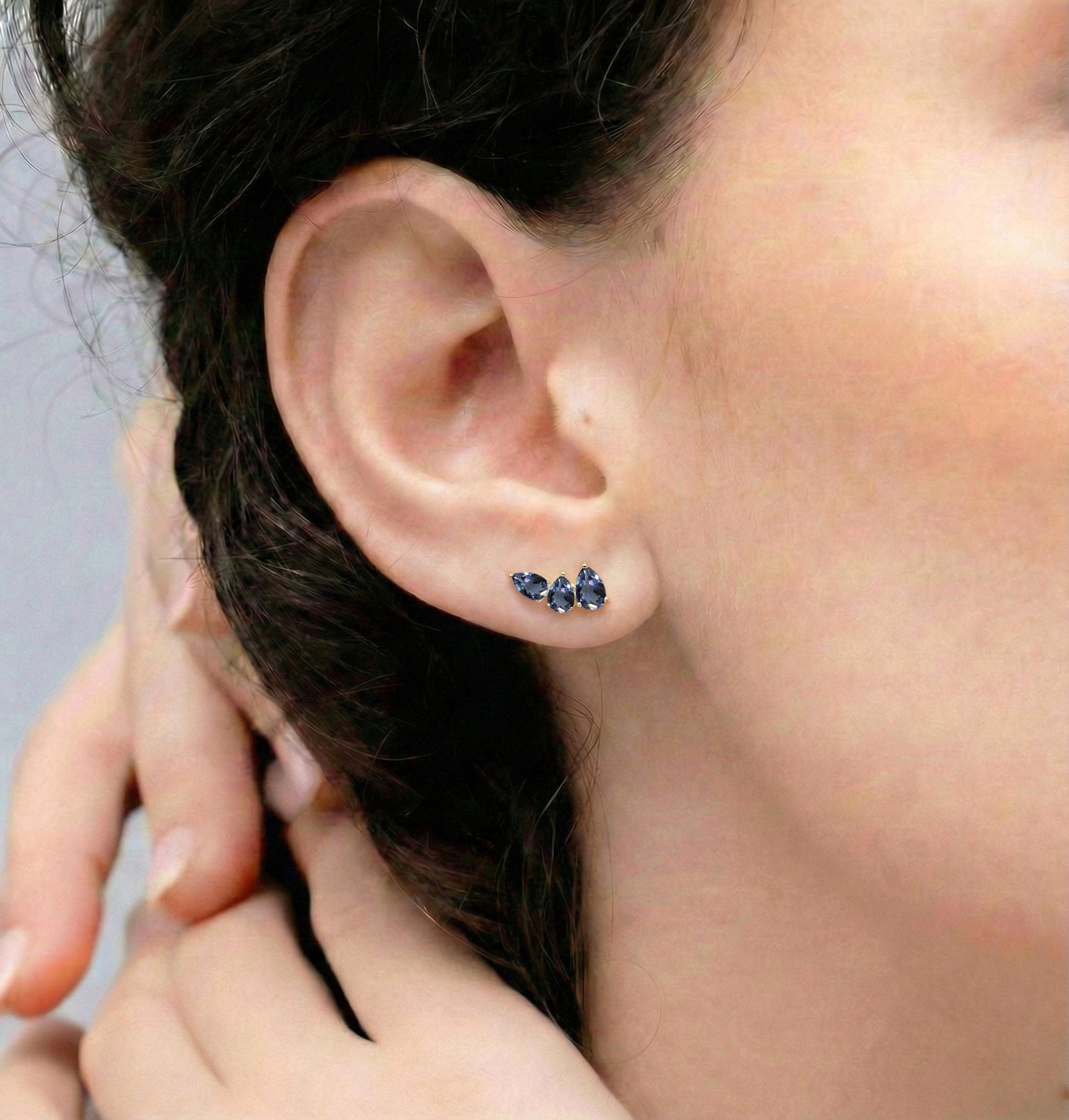 Alexandrite Pear Stud Earrings in Yellow Gold Plated 3.30ct