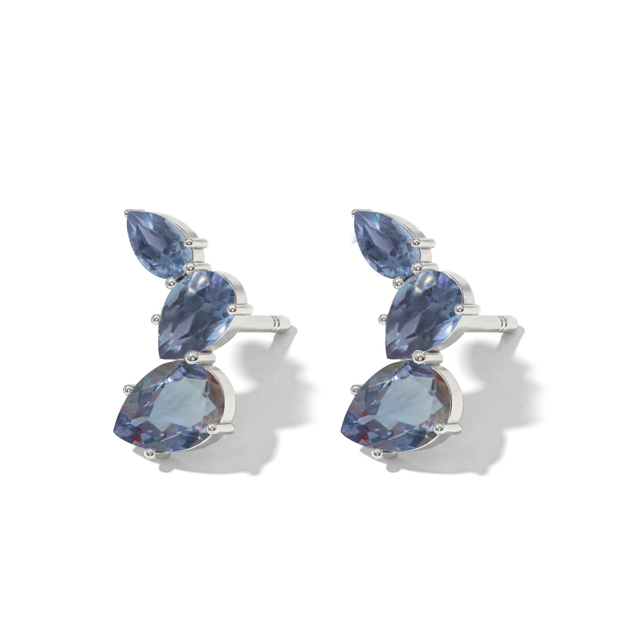 Alexandrite Pear Stud Earrings in 925 Sterling Silver 3.30ct