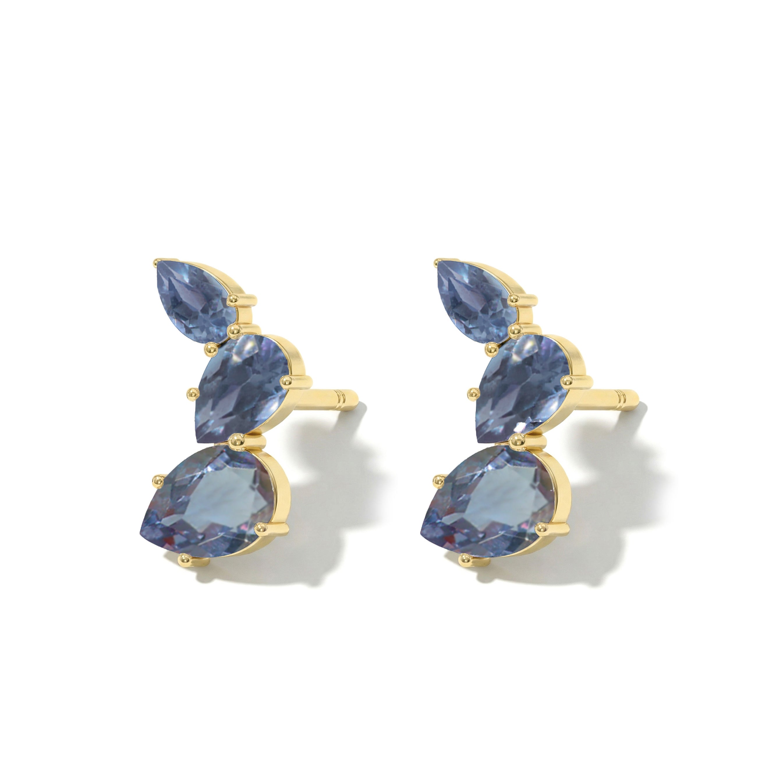 Alexandrite Pear Stud Earrings in 925 Sterling Silver 3.30ct