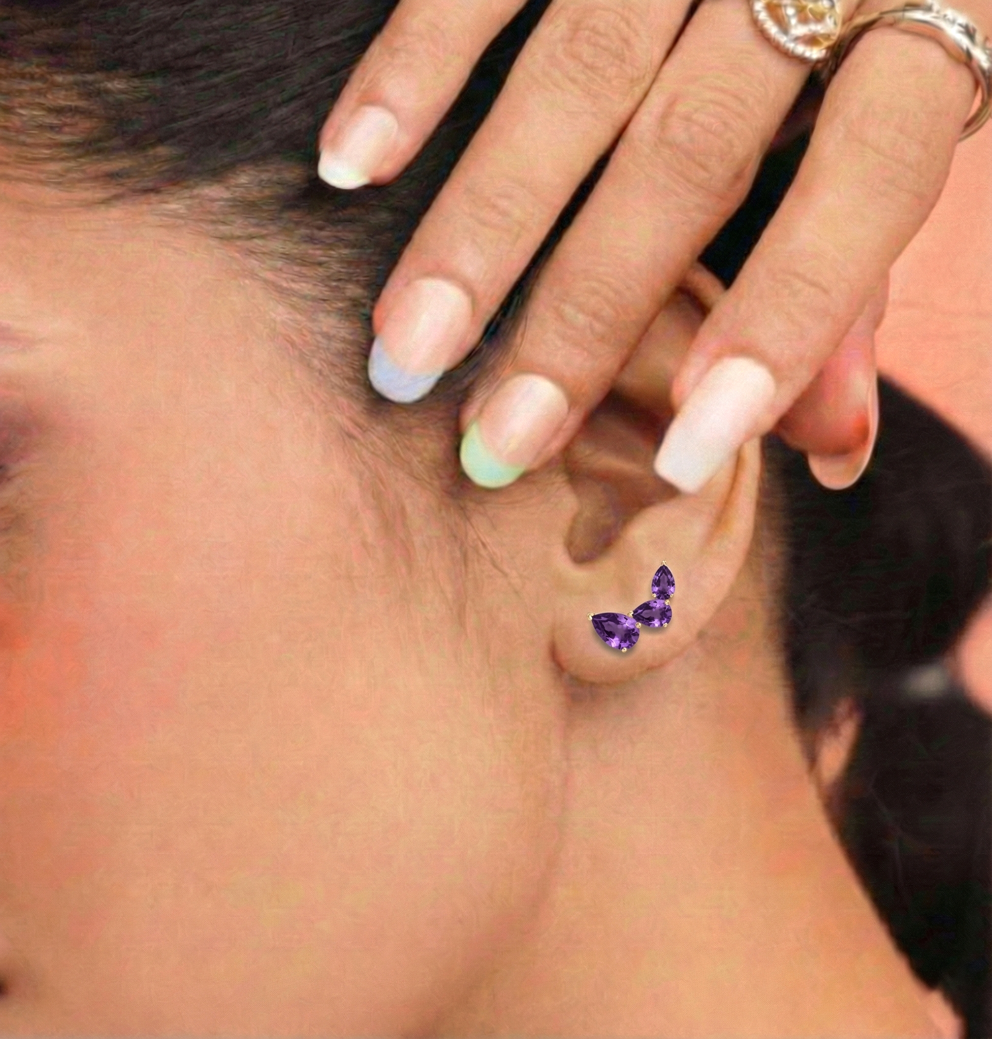 Amethyst Pear Stud Earrings in Yellow Gold Plated 3.30ct