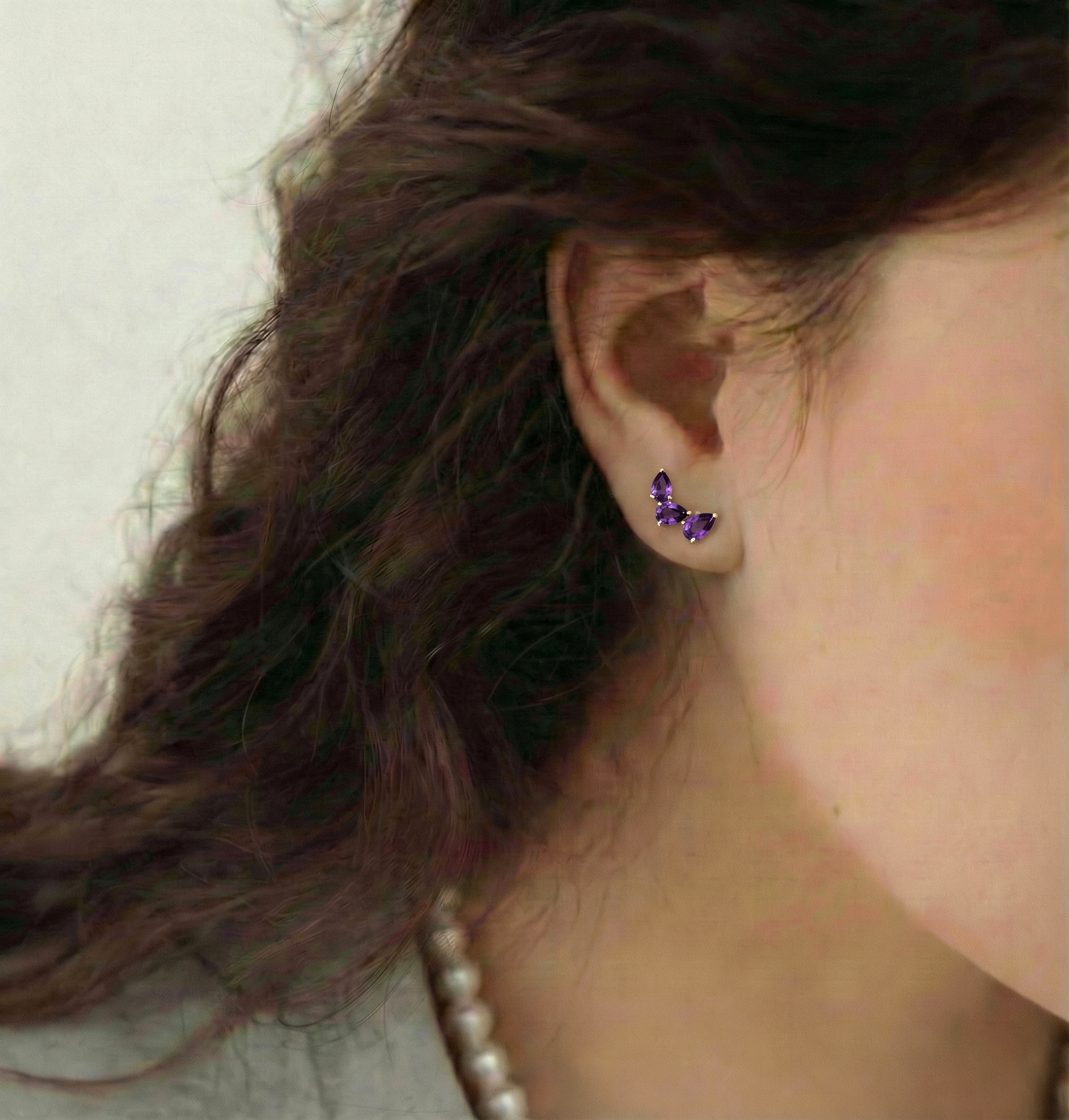Amethyst Pear Stud Earrings in 925 Sterling Silver 3.30ct