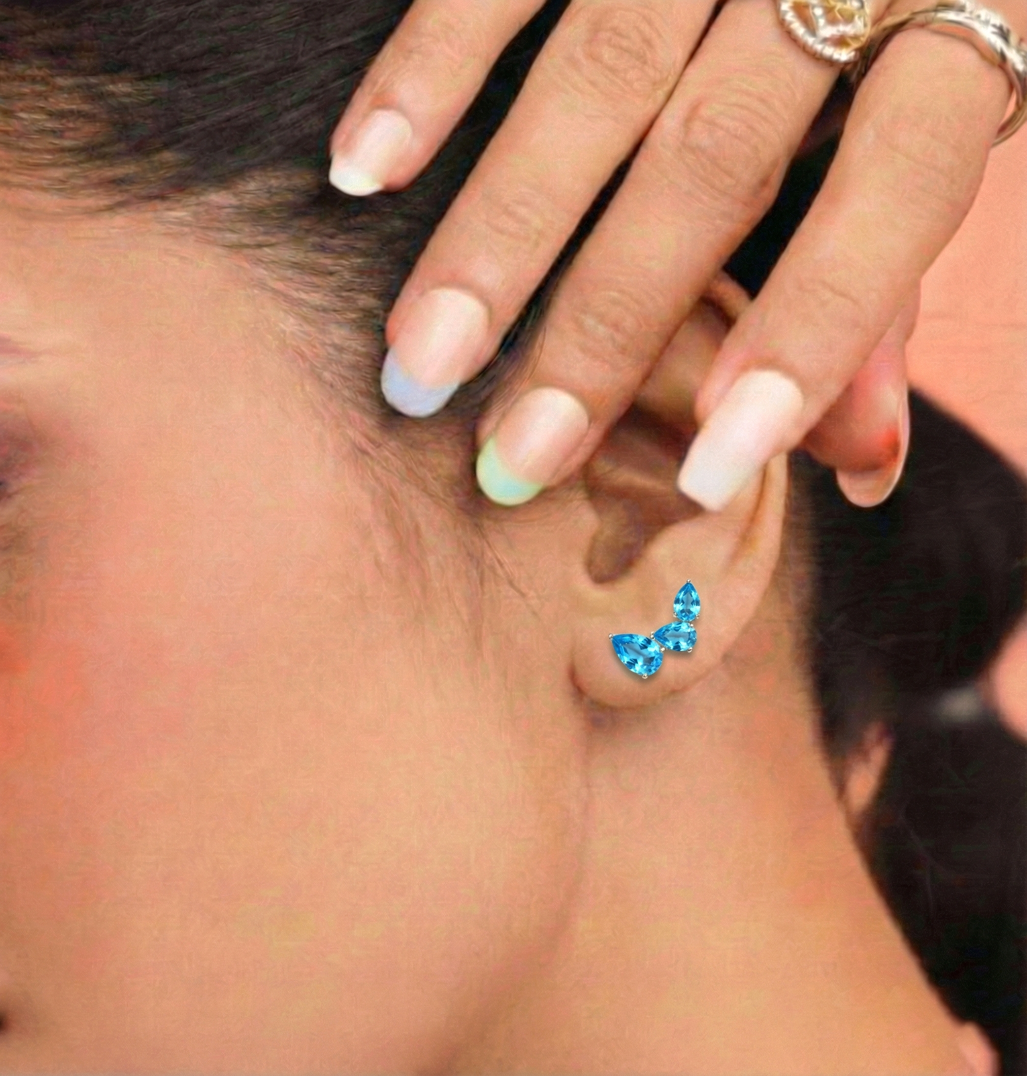 Blue Topaz Pear Stud Earrings in Yellow Gold Plated 3.30ct