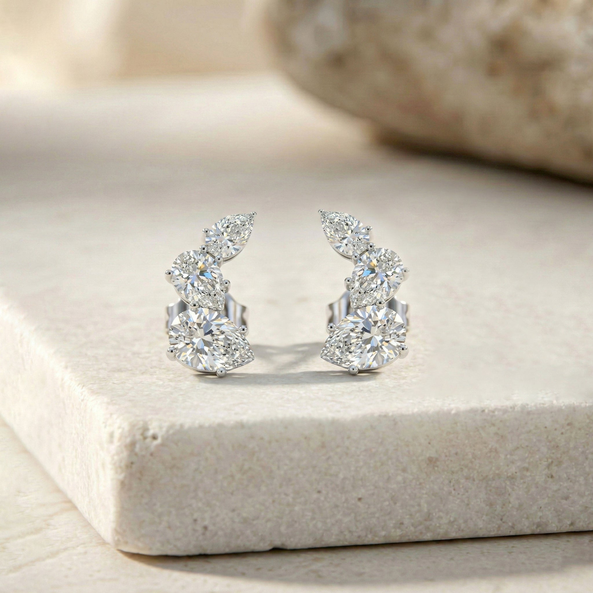 Simulated Diamond Pear Stud Earrings in 925 Sterling Silver 3.30ct