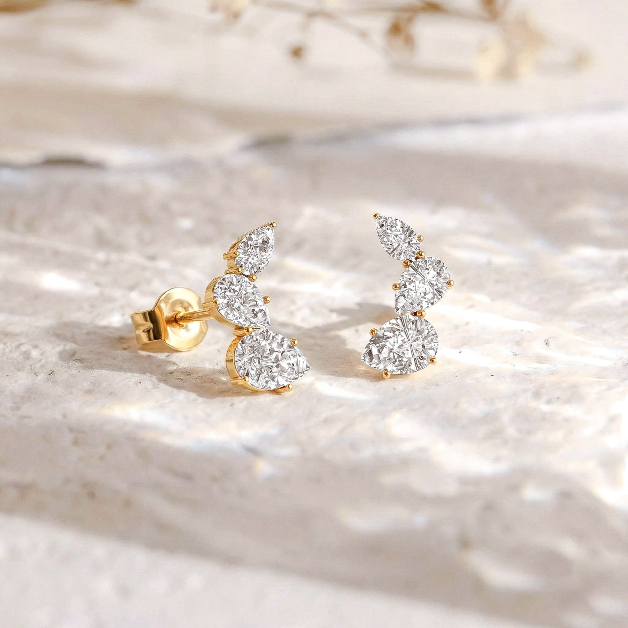Simulated Diamond Pear Stud Earrings in 925 Sterling Silver 3.30ct