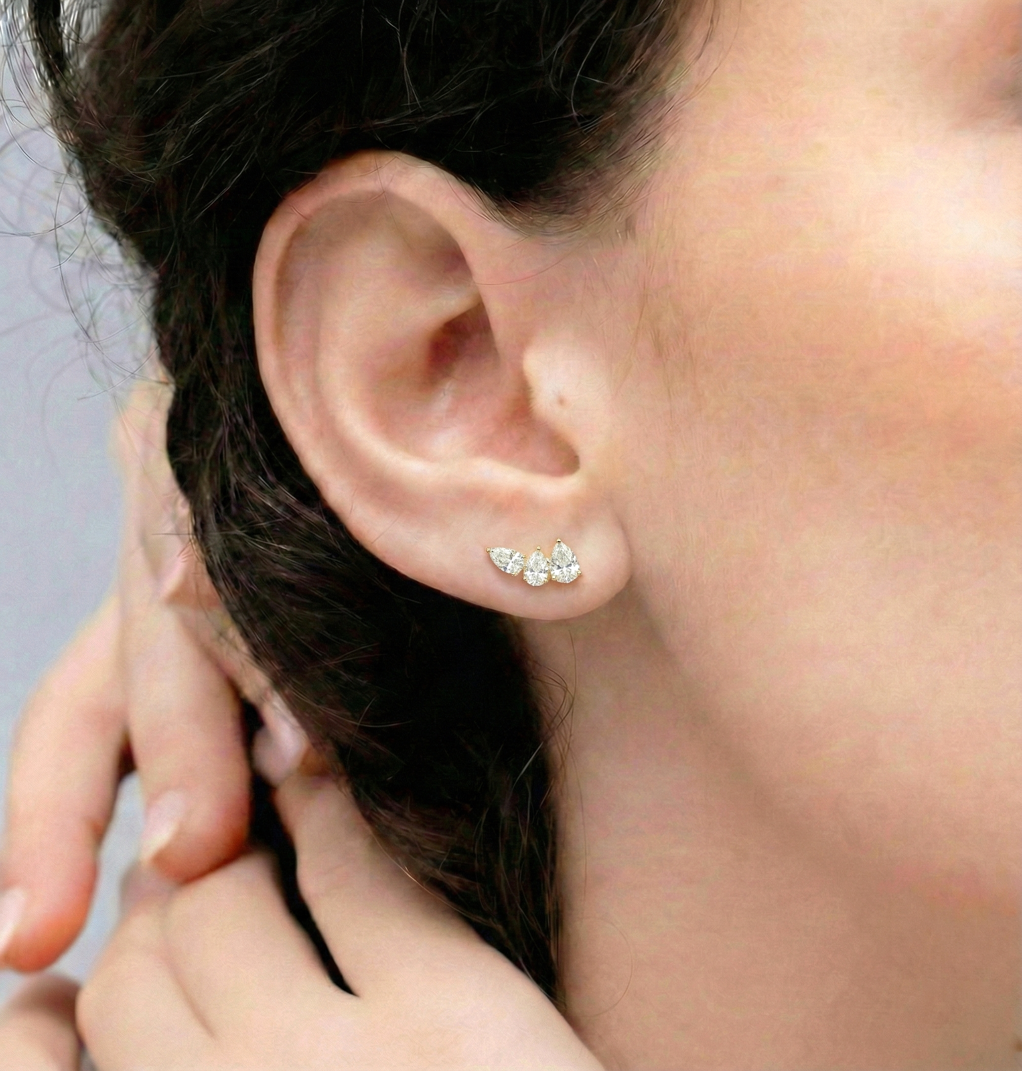 Simulated Diamond Pear Stud Earrings in Yellow Gold Plated 3.30ct