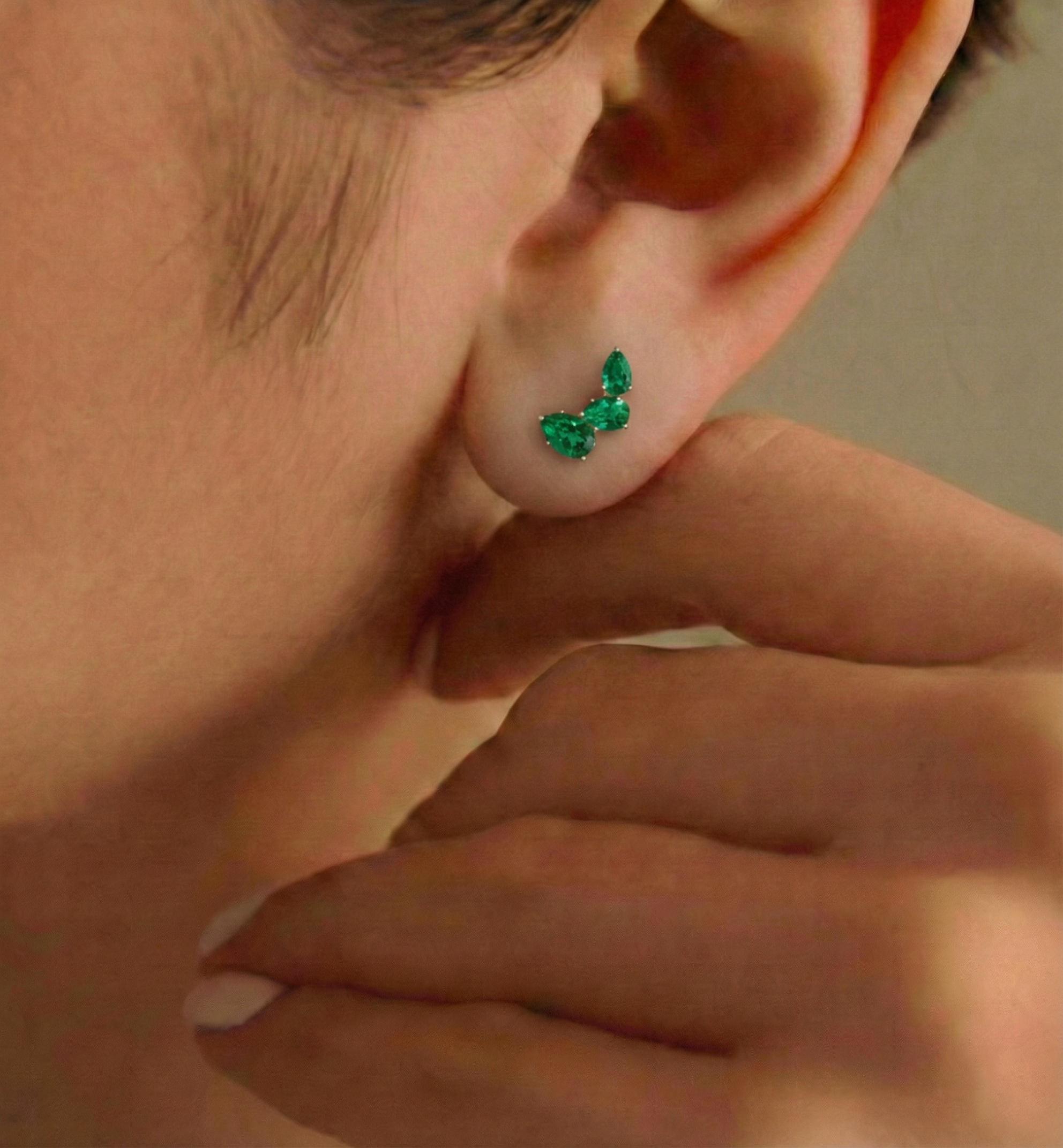 Emerald Pear Stud Earrings in 925 Sterling Silver 3.30ct