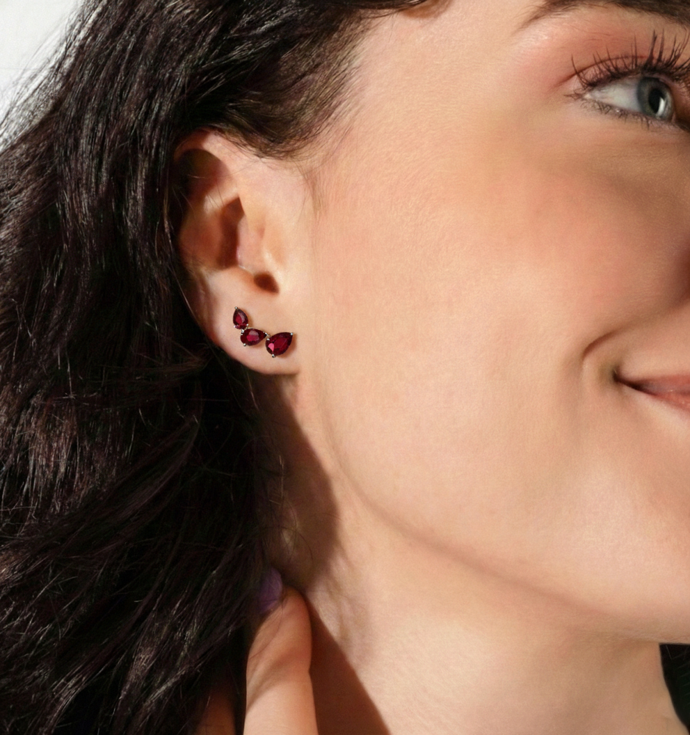 Garnet Pear Stud Earrings in 925 Sterling Silver 3.30ct