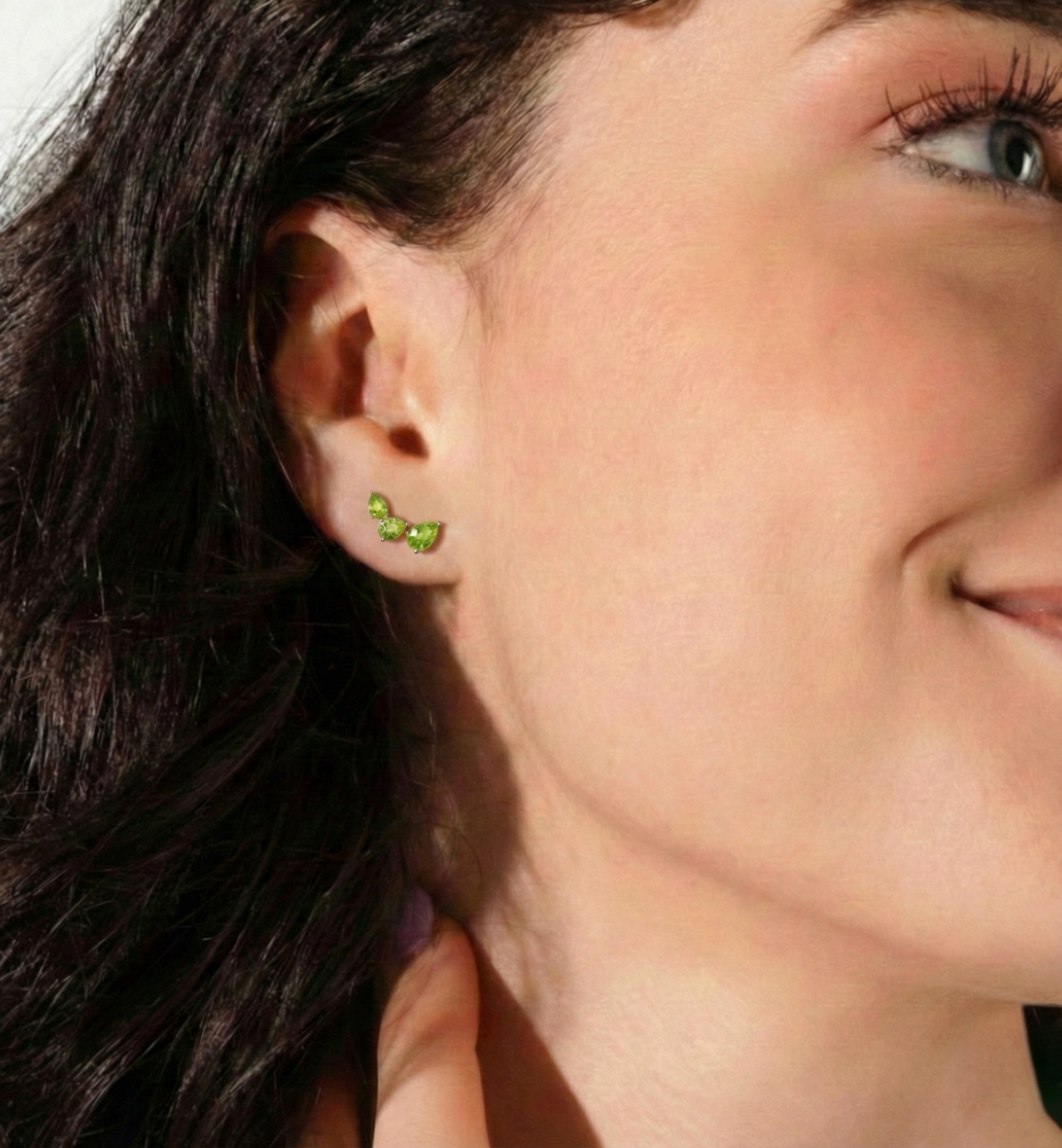 Peridot Pear Stud Earrings in 925 Sterling Silver 3.30ct