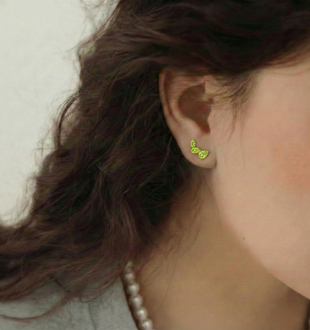 Peridot Pear Stud Earrings in 925 Sterling Silver 3.30ct