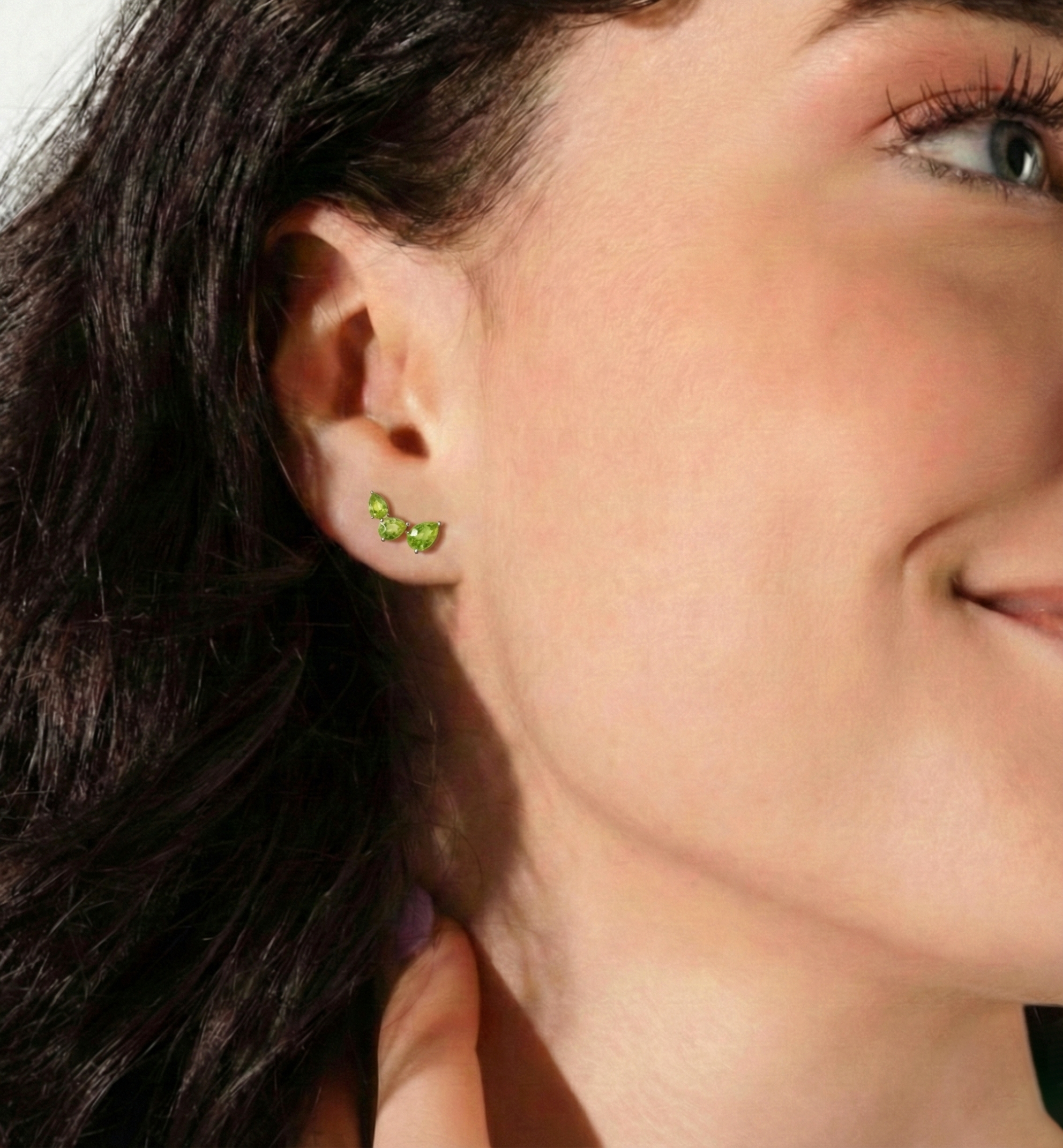 Peridot Pear Stud Earrings in 925 Sterling Silver 3.30ct