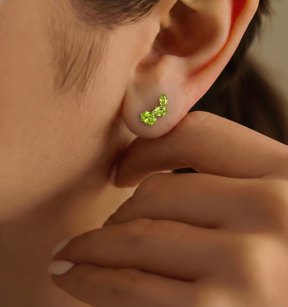 Peridot Pear Stud Earrings in Yellow Gold Plated 3.30ct