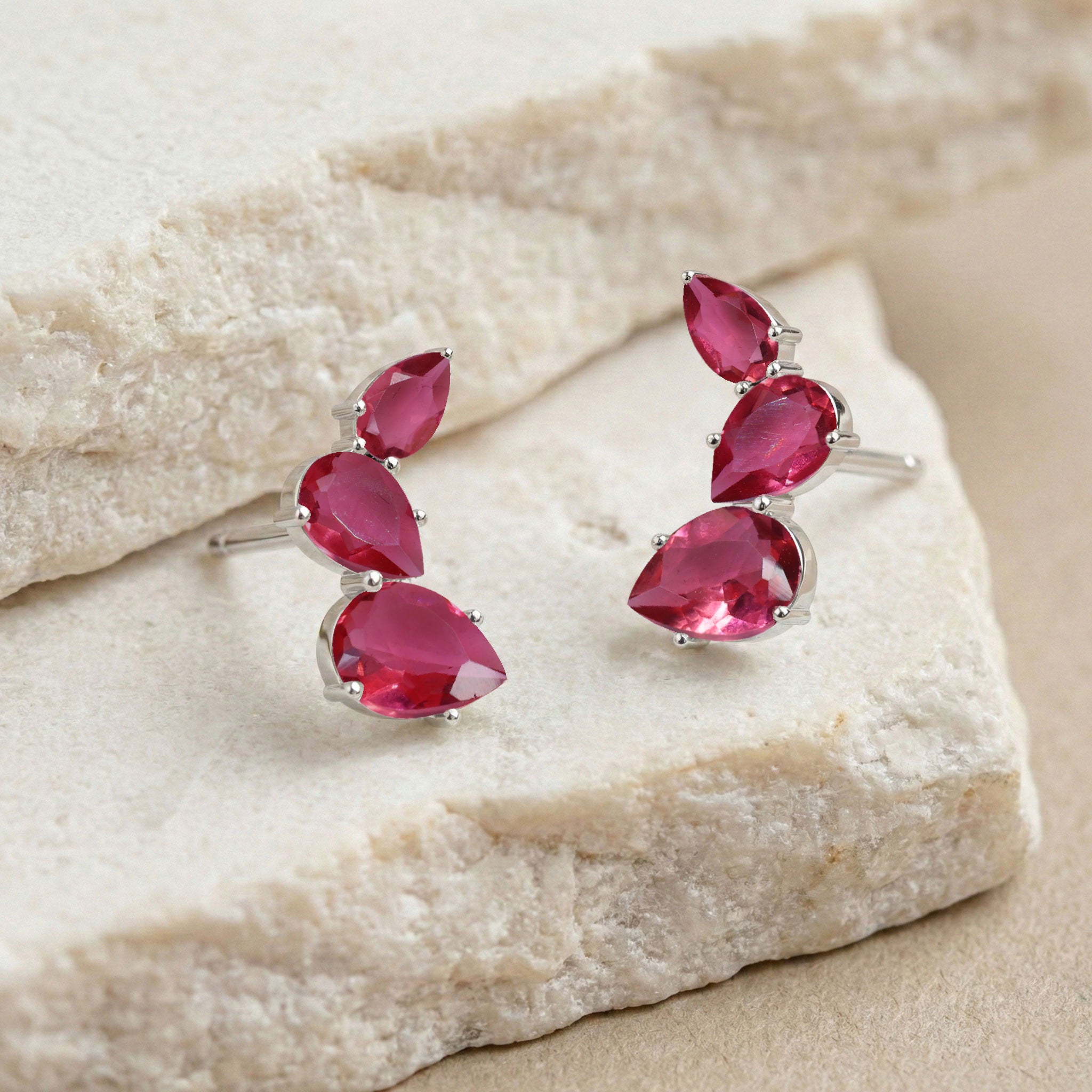 Pink Tourmaline Pear Stud Earrings in 925 Sterling Silver 3.30ct