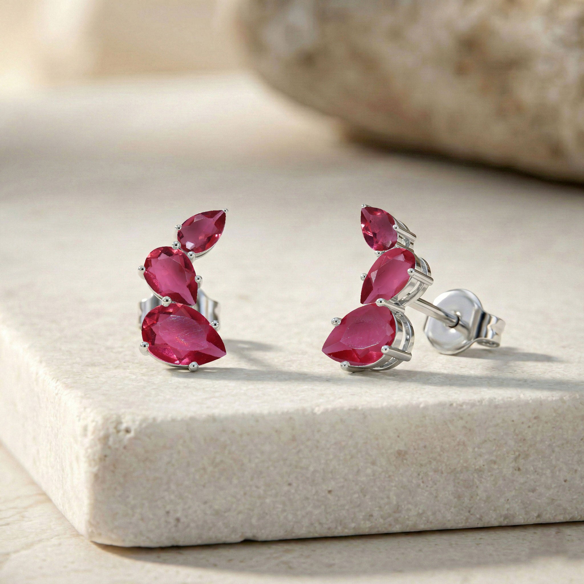 Pink Tourmaline Pear Stud Earrings in 925 Sterling Silver 3.30ct