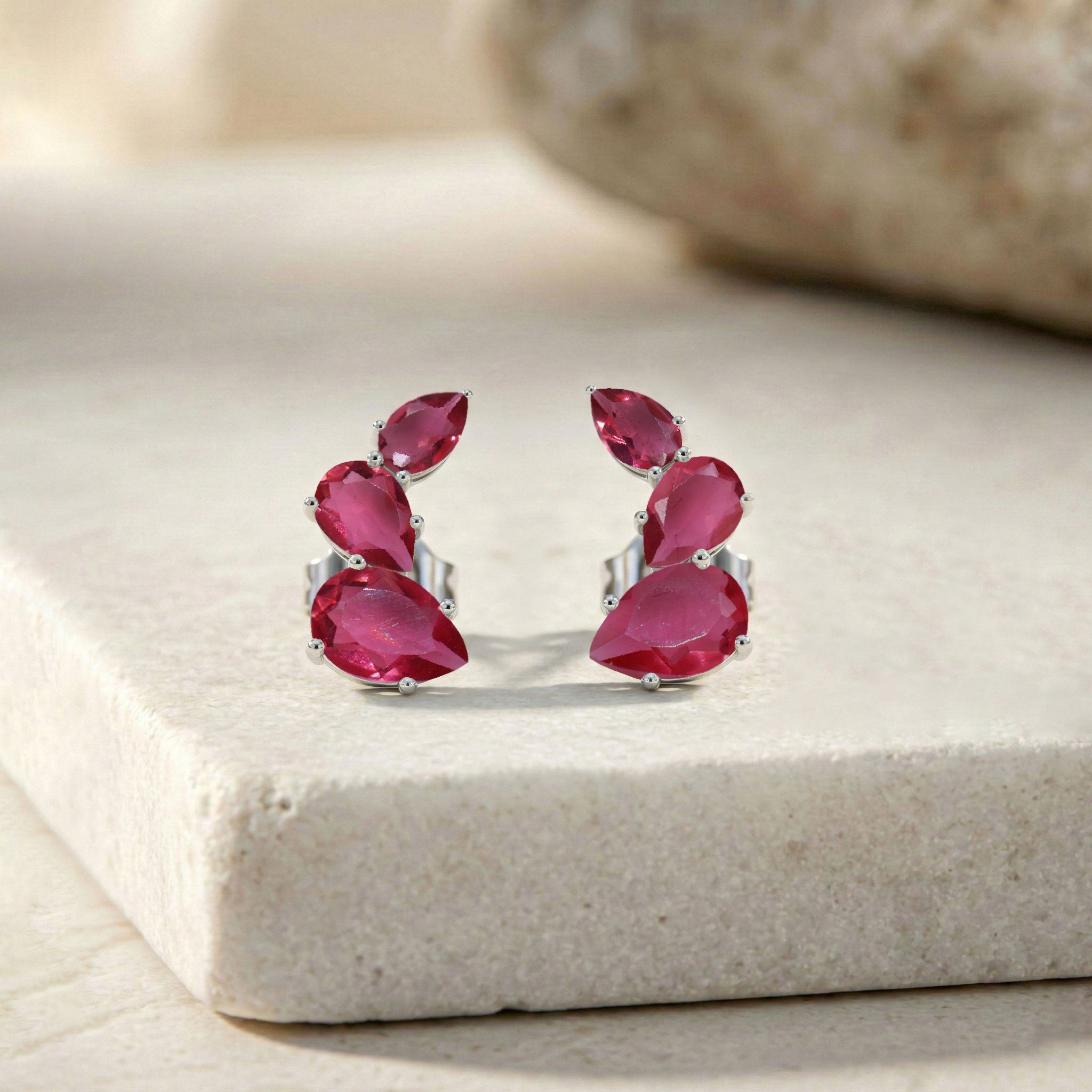 Pink Tourmaline Pear Stud Earrings in 925 Sterling Silver 3.30ct
