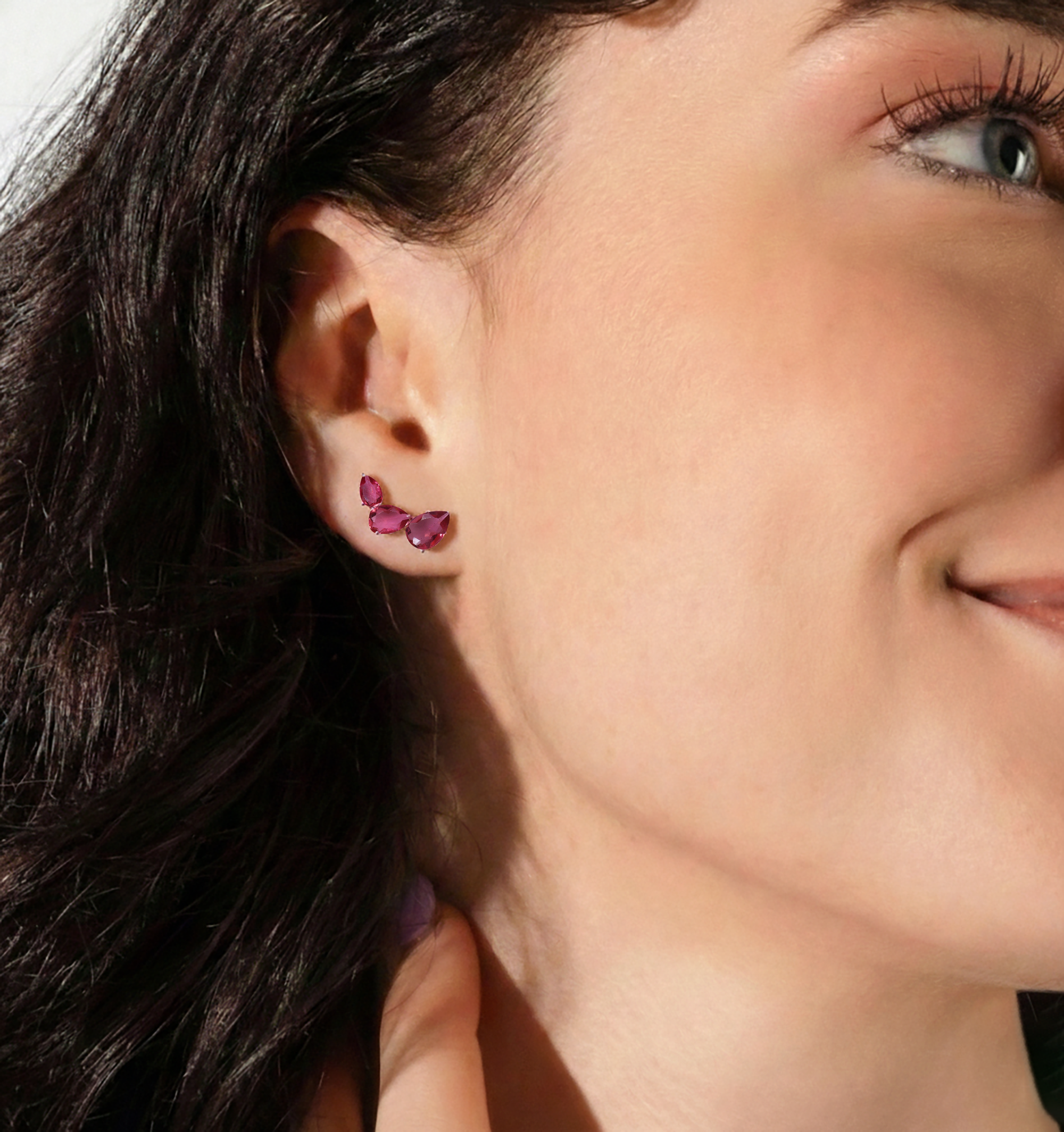 Pink Tourmaline Pear Stud Earrings in 925 Sterling Silver 3.30ct